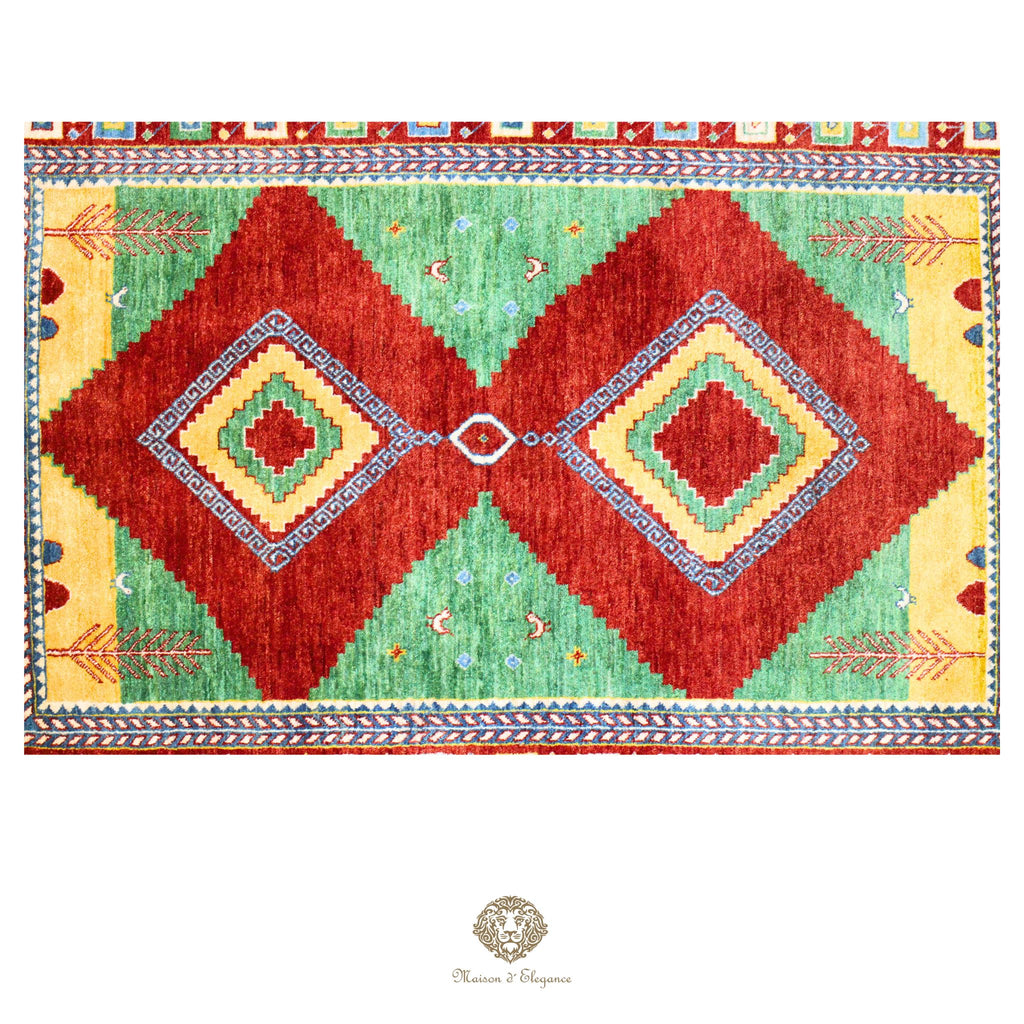 Alfombra persa Kashkuli colorida naturale | Gabbeh de lana hecha a mano 124 x 183 cm