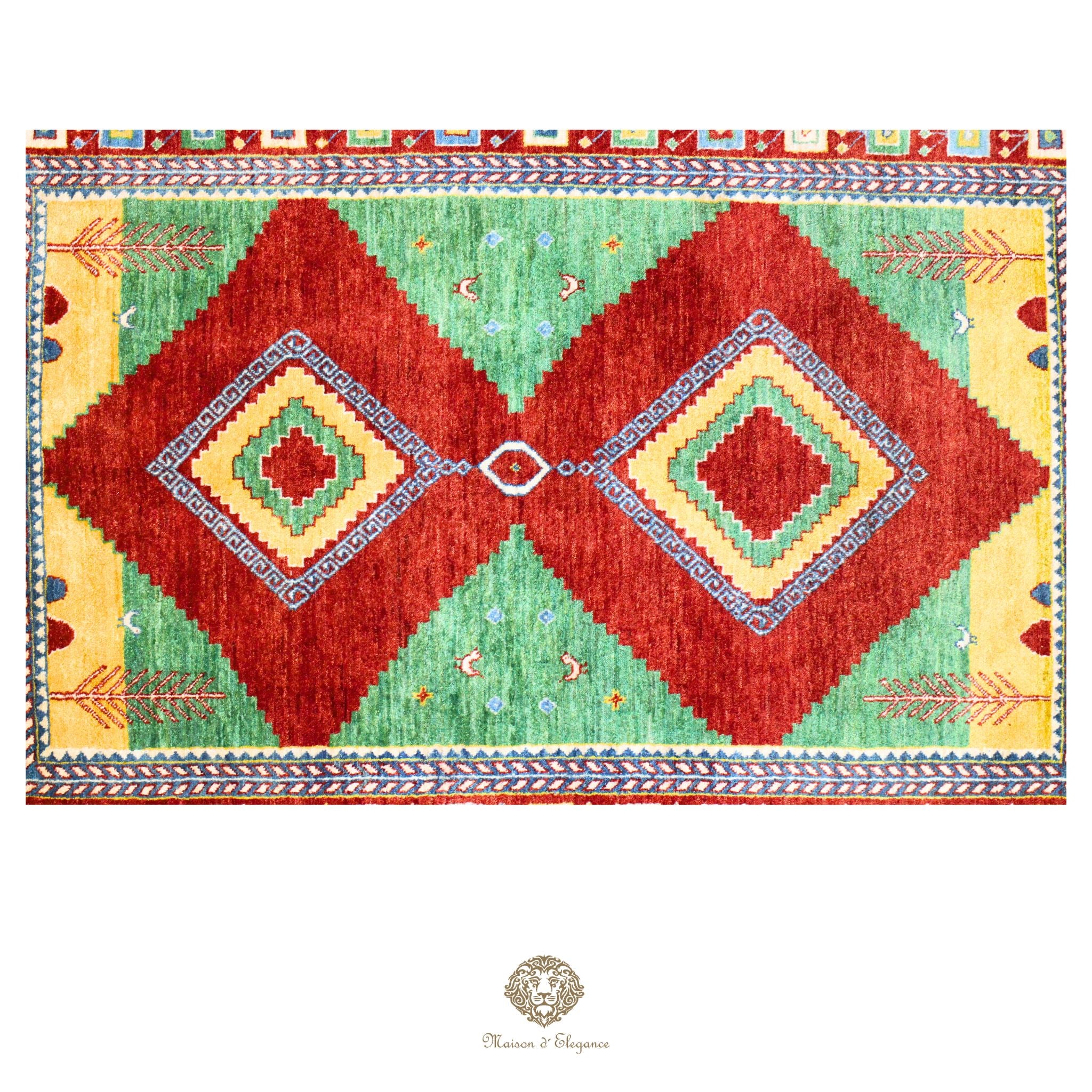 Alfombra persa Kashkuli colorida naturale | Gabbeh de lana hecha a mano 124 x 183 cm