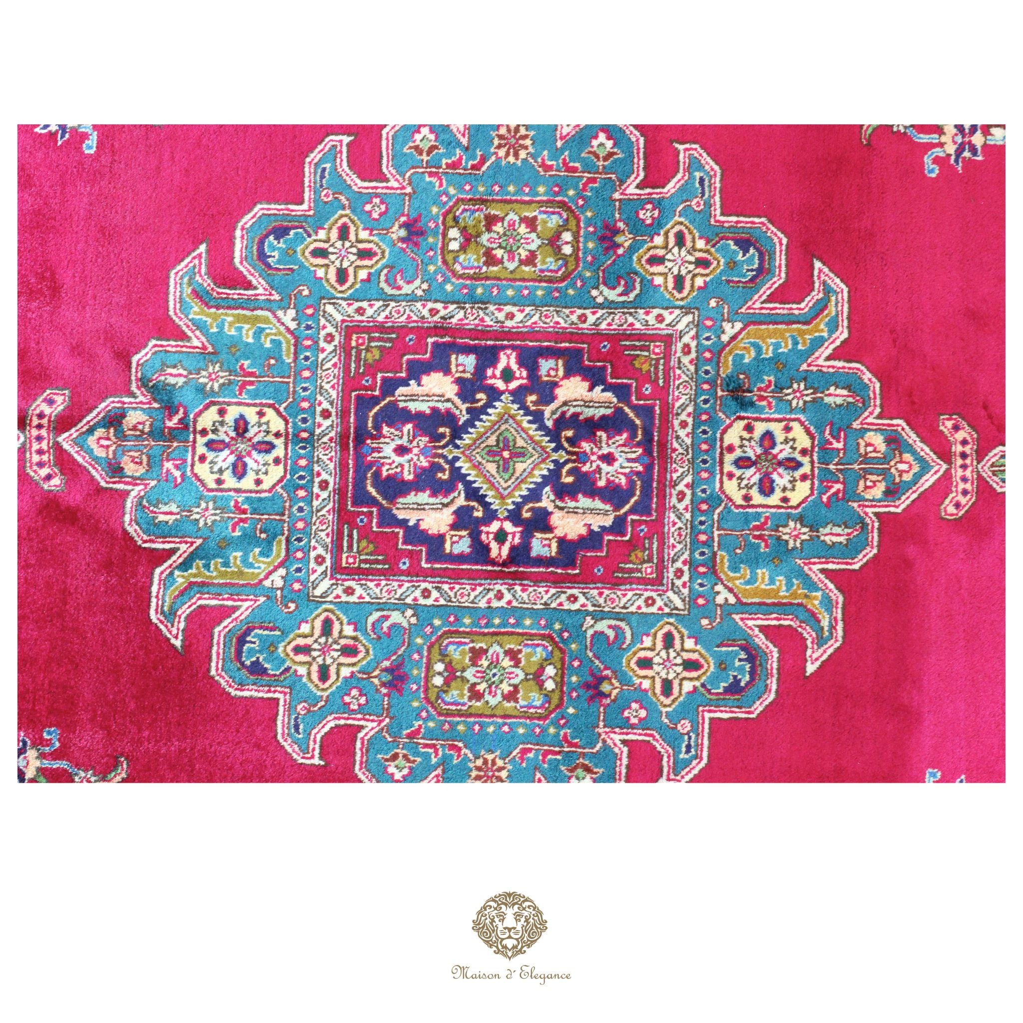 Alfombra persa clásica de lana Tabriz teñida naturalmente | Diseño de medallón hecho a mano 413 x 300 cm