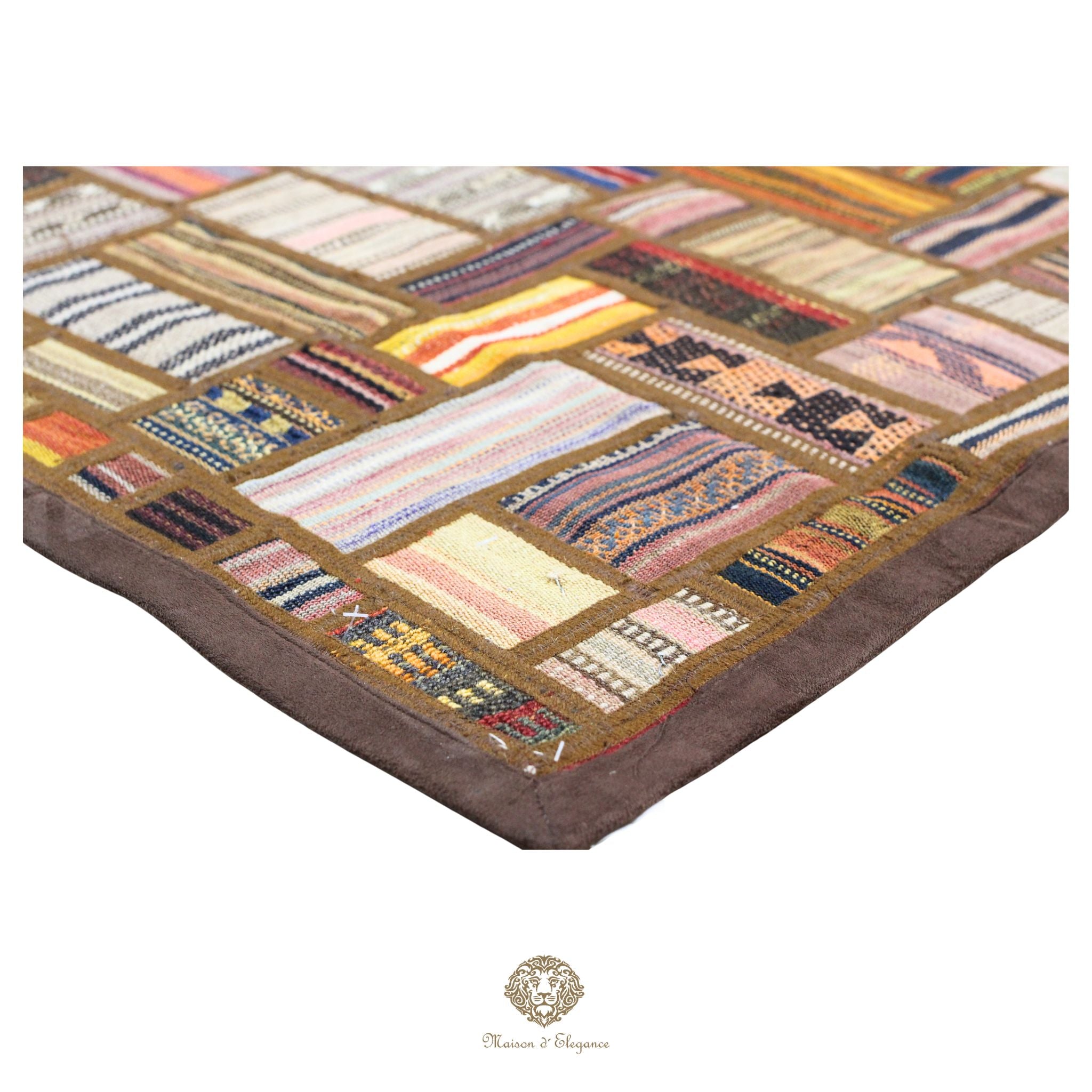 Alfombra persa Kilim Patchwork Runner | Cosido con refuerzo de cuero 69x148 cm