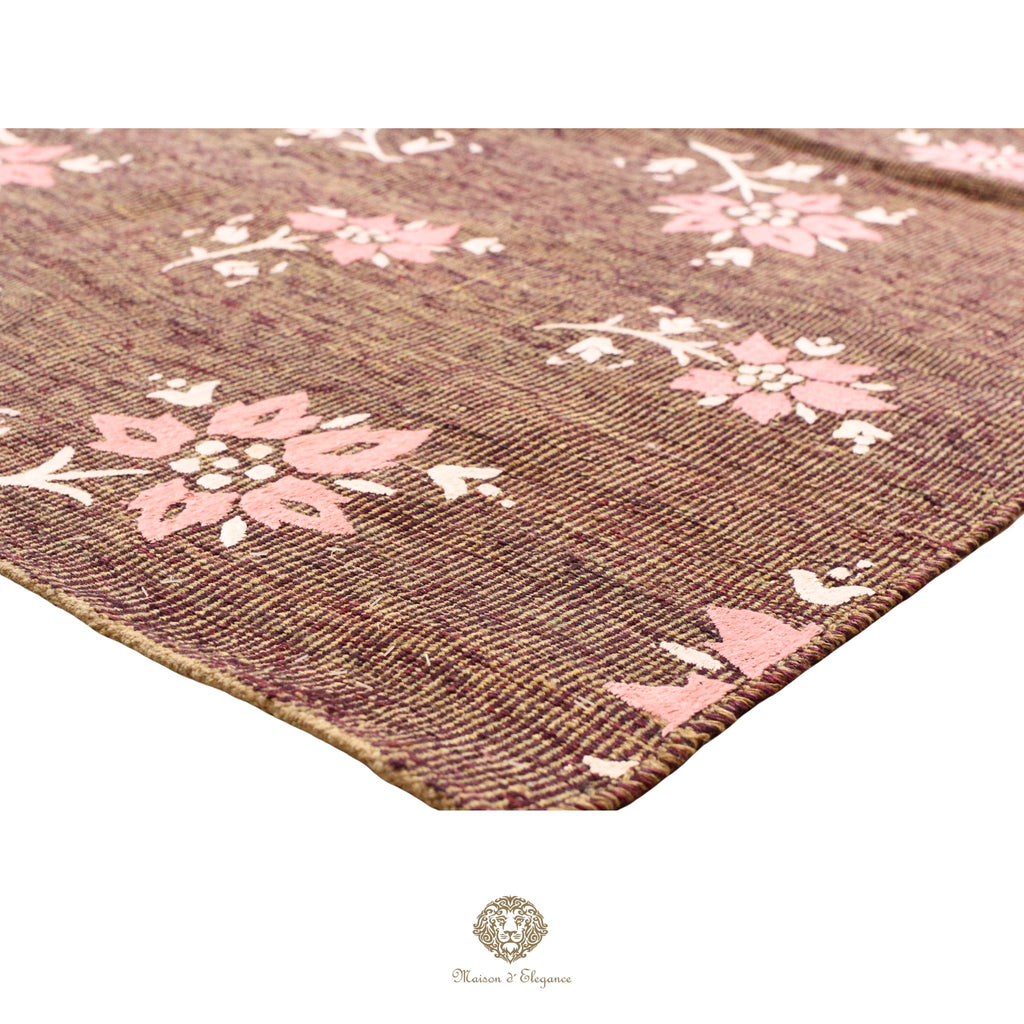 Kilim única moderna Tejido a Mano | Alfombra Plana de Lana y Seda con Tintes Naturales 300x397 cm