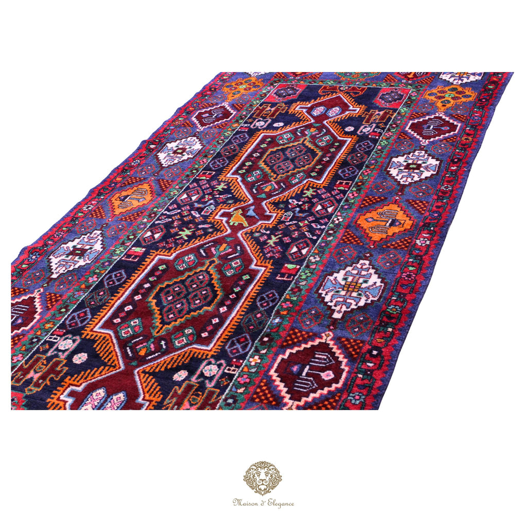 Alfombra persa Hamedan | Diseño tribal de lana teñida natural