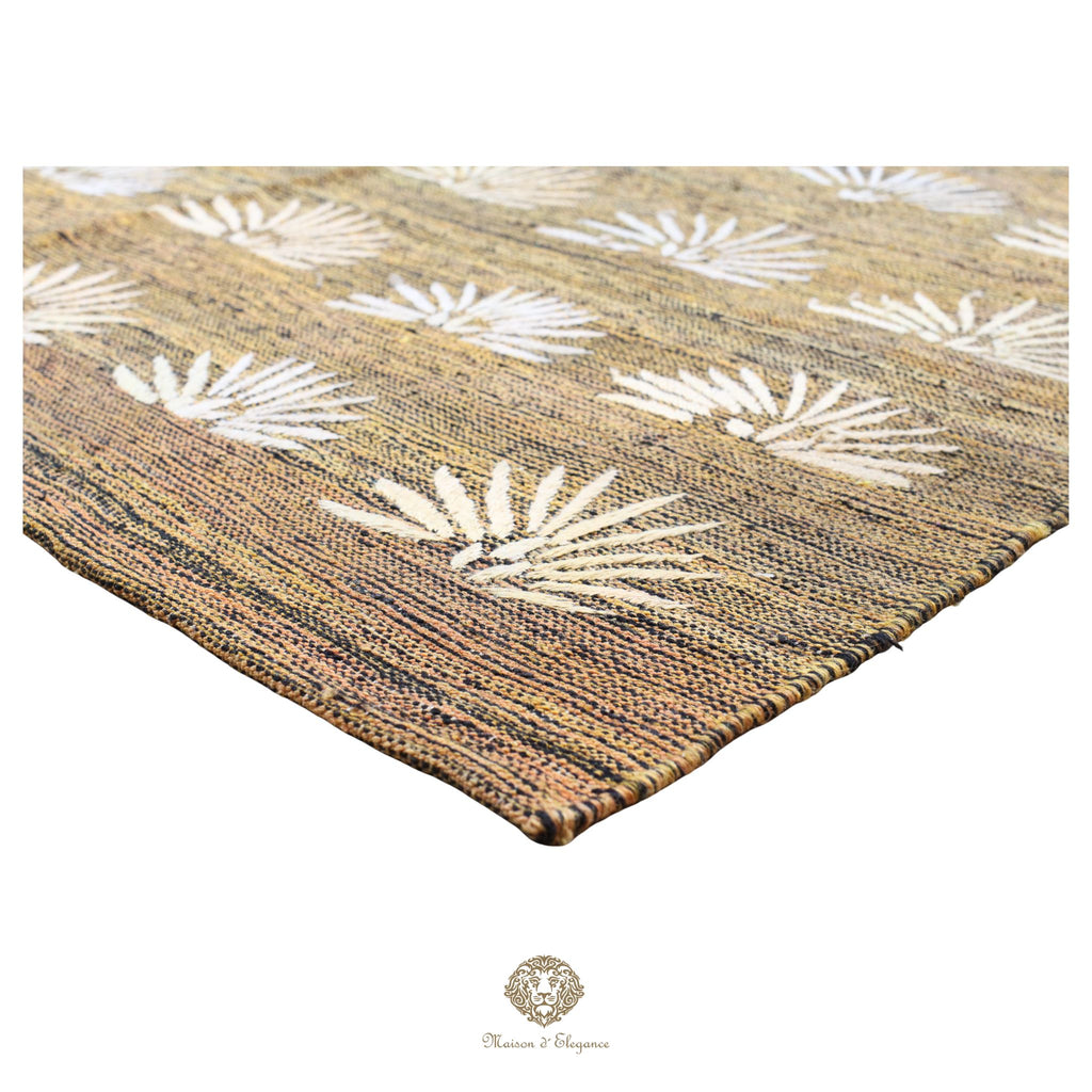 Kilim única moderna Tejido a Mano | Alfombra Plana de Lana y Seda con Tintes Naturales 232x307 cm