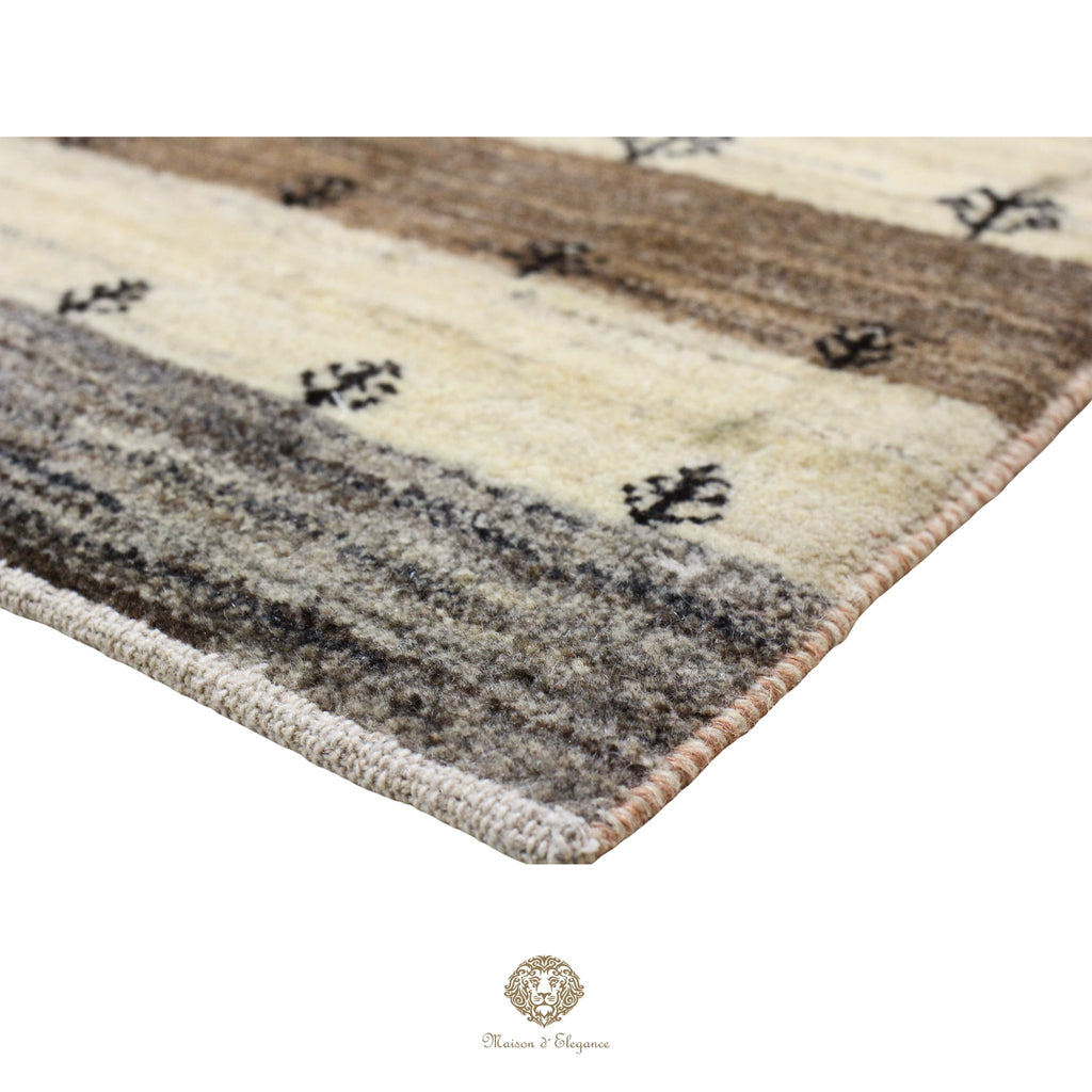 Alfombra persa Kashkuli blanca | Gabbeh de lana hecha a mano 61x92 cm