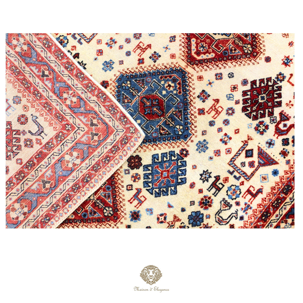 Alfombra persa Trible Fine Kashkuli con tintes naturales | Gabbeh de lana hecha a mano 124 x 199 cm