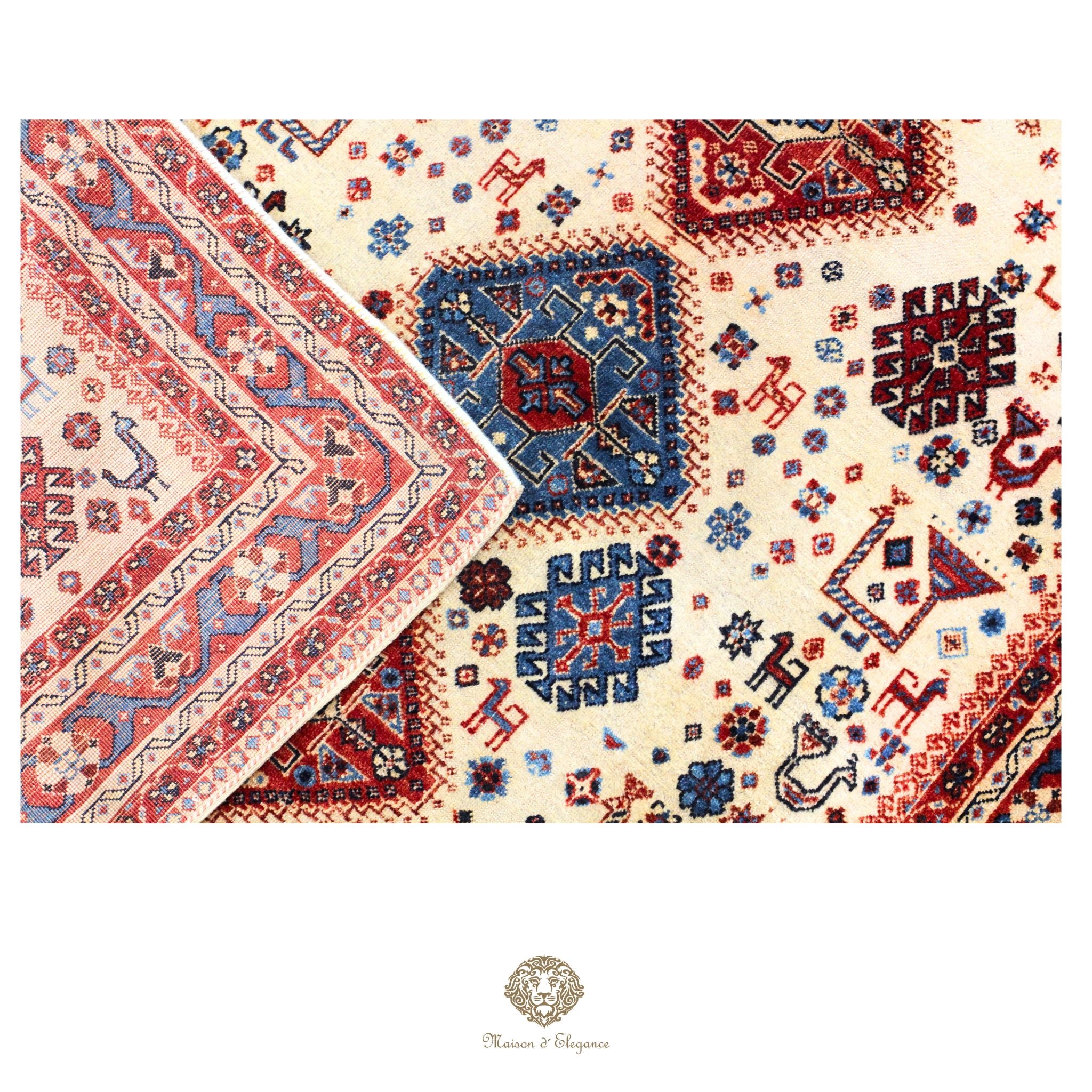 Alfombra persa Trible Fine Kashkuli con tintes naturales | Gabbeh de lana hecha a mano 124 x 199 cm