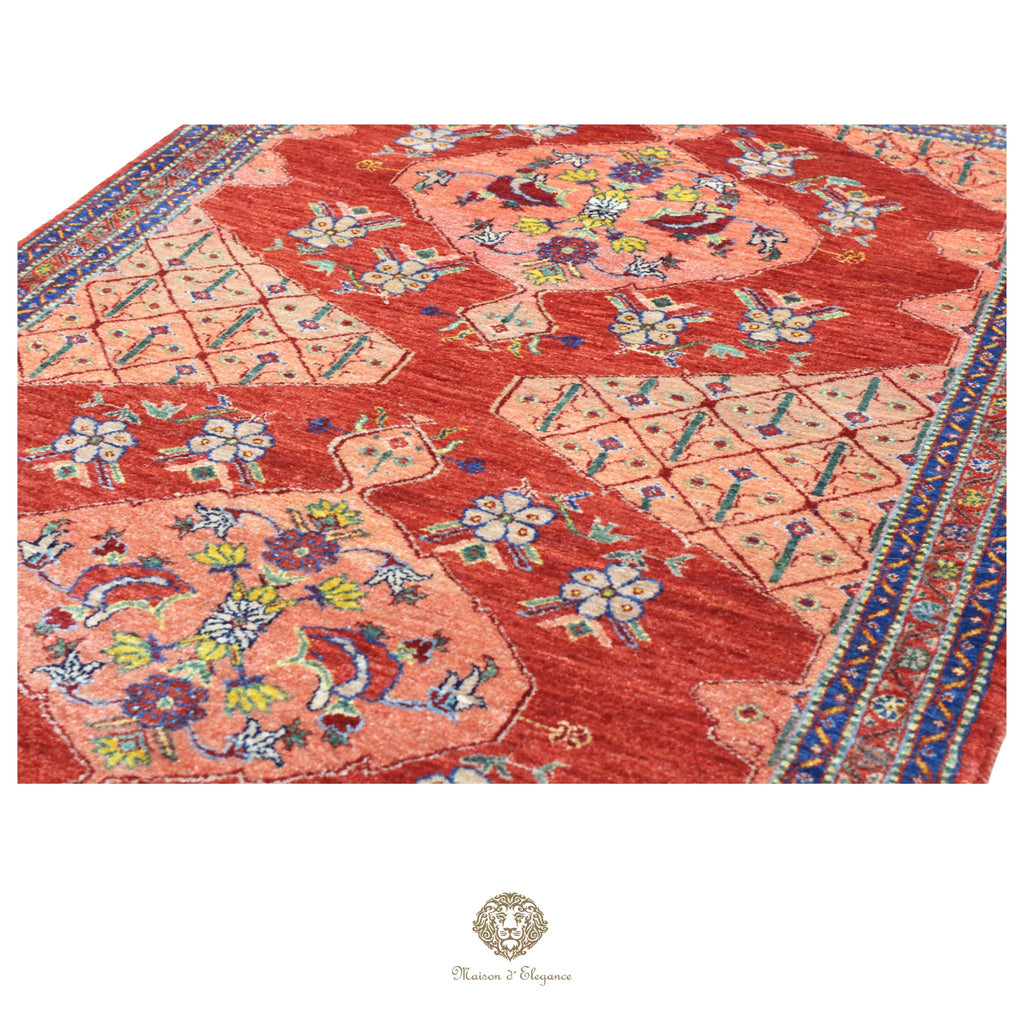 Alfombra persa Trible Fine Kashkuli con tintes naturales | Loribaft de lana hecha a mano 109 x 149 cm