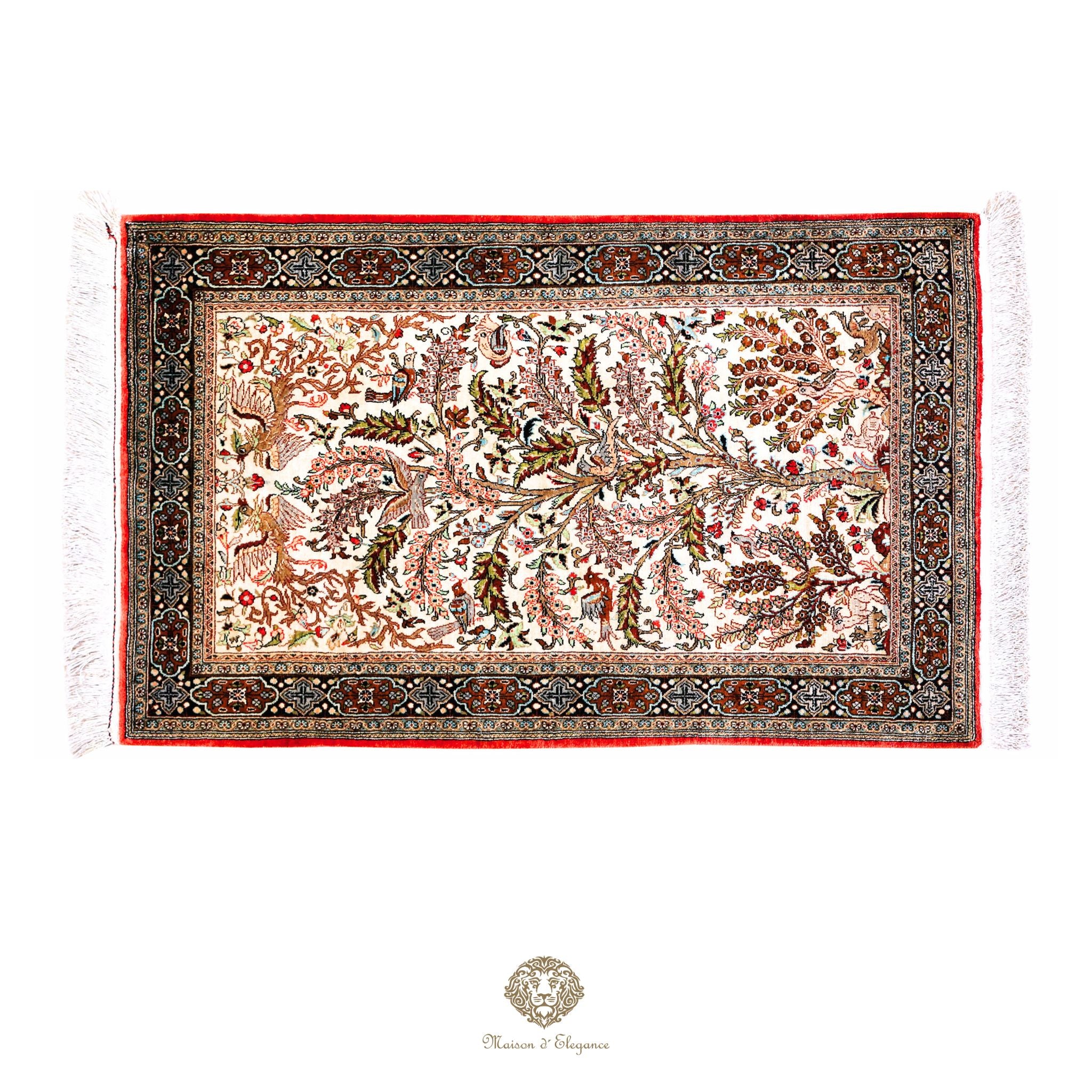 Alfombra persa exclusiva de seda pura, anudada a mano, teñida de forma natural, obra maestra de alta gama, firmada, 78 x 141 cm