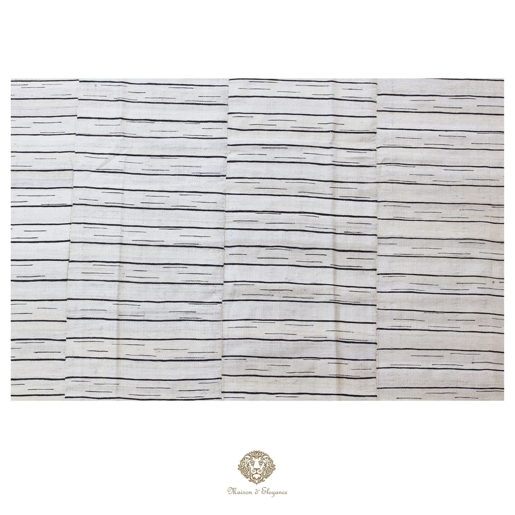Alfombra persa Kia Sar Kilim hecha a mano de lana, blanca | Kilim de diseño Maison moderne 208 x 300 cm