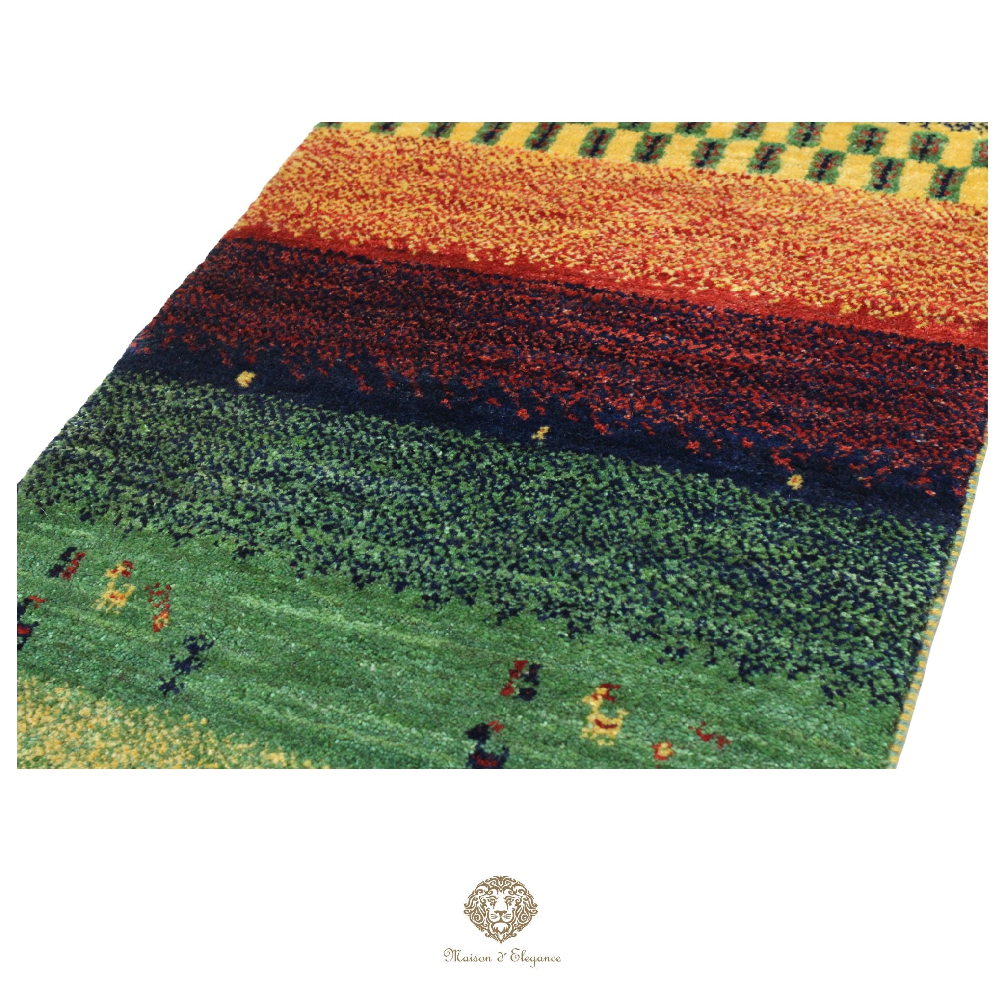 Alfombra persa Kashkuli de lana teñida naturalmente y colorida | Gabbeh hecha a mano 60 x 87 cm