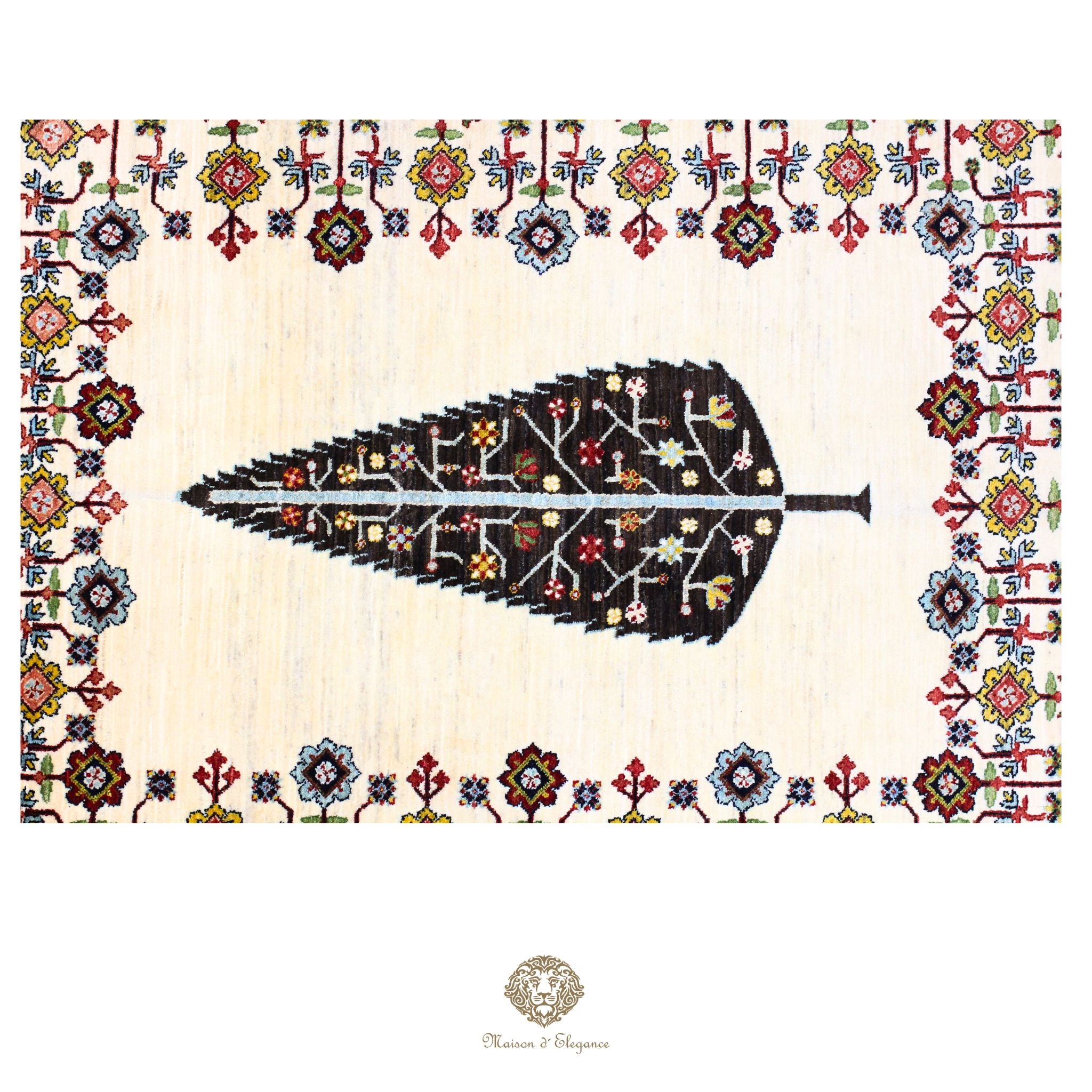 Alfombra persa de lana hecha a mano Kashkuli Nomadic | Diseño Cypress 150 x 191 cm
