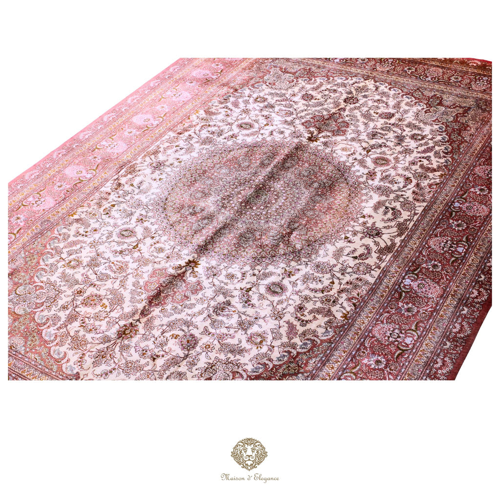 Alfombra persa exclusiva de seda pura, anudada a mano, teñida de forma natural | obra maestra de alta gama, firmada, 248 x 346 cm