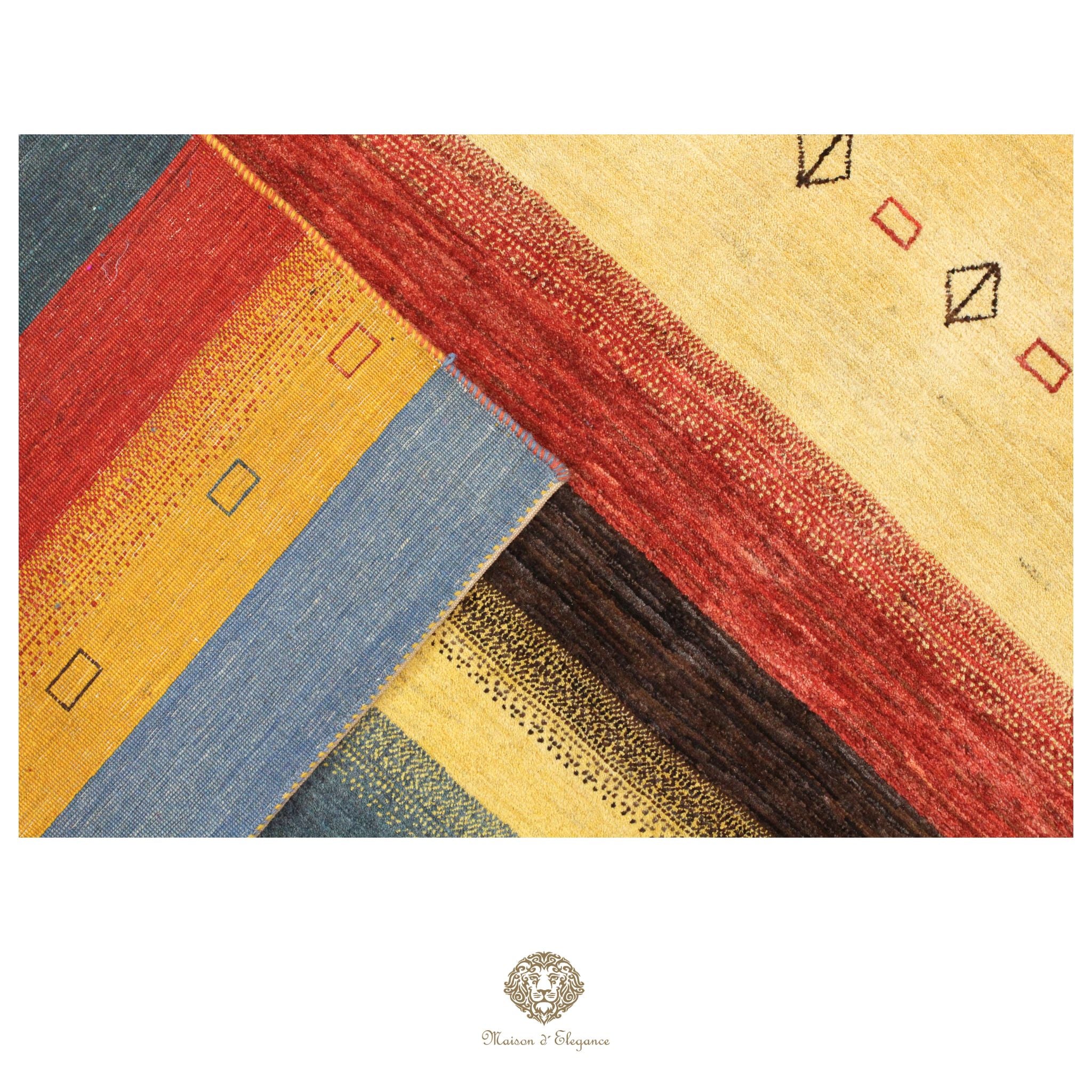 Alfombra persa Kashkuli de lana teñida naturalmente y colorida | Gabbeh hecha a mano 172 x 238 cm