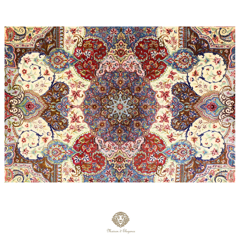 Alfombra persa Qom exclusiva de seda pura | Obra maestra anudada a mano con tintes naturales, firmada, 100 x 161 cm