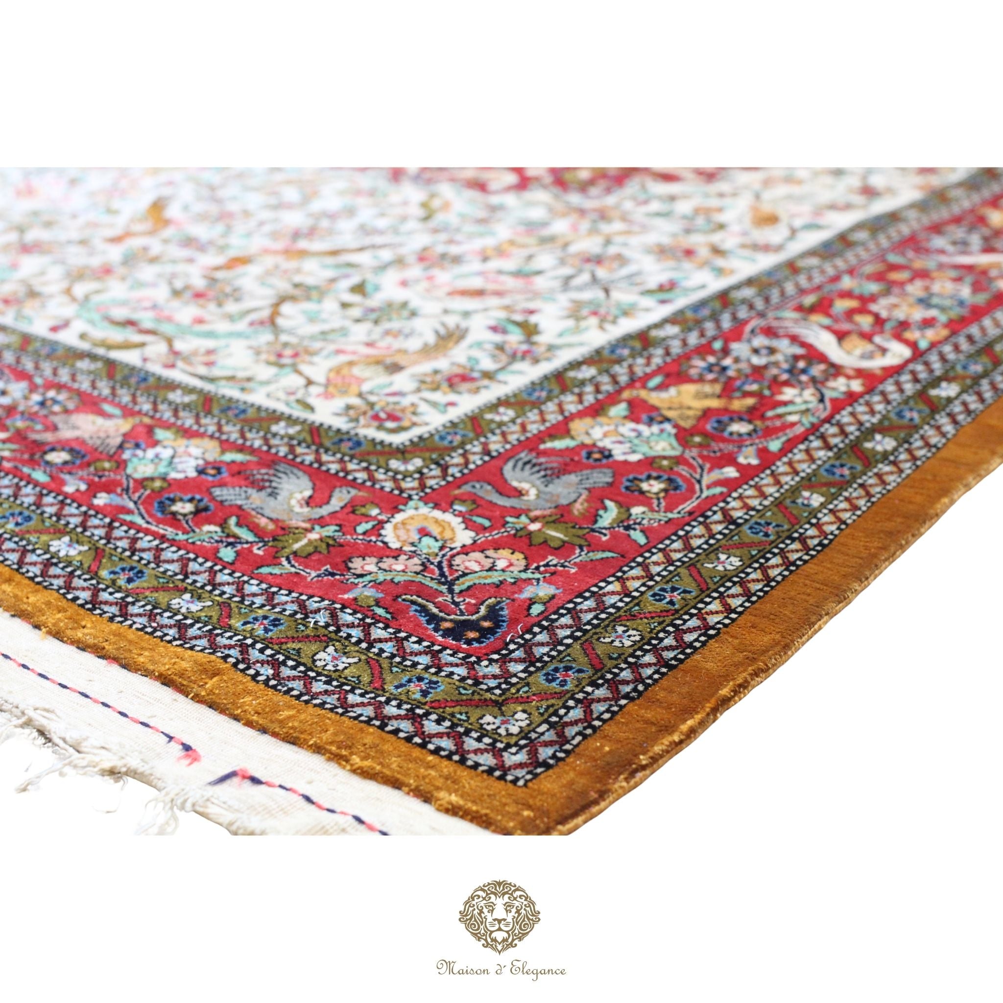 Alfombra persa exclusiva de seda pura, anudada a mano, teñida de forma natural, obra maestra de alta gama, firmada, 102 x 168 cm