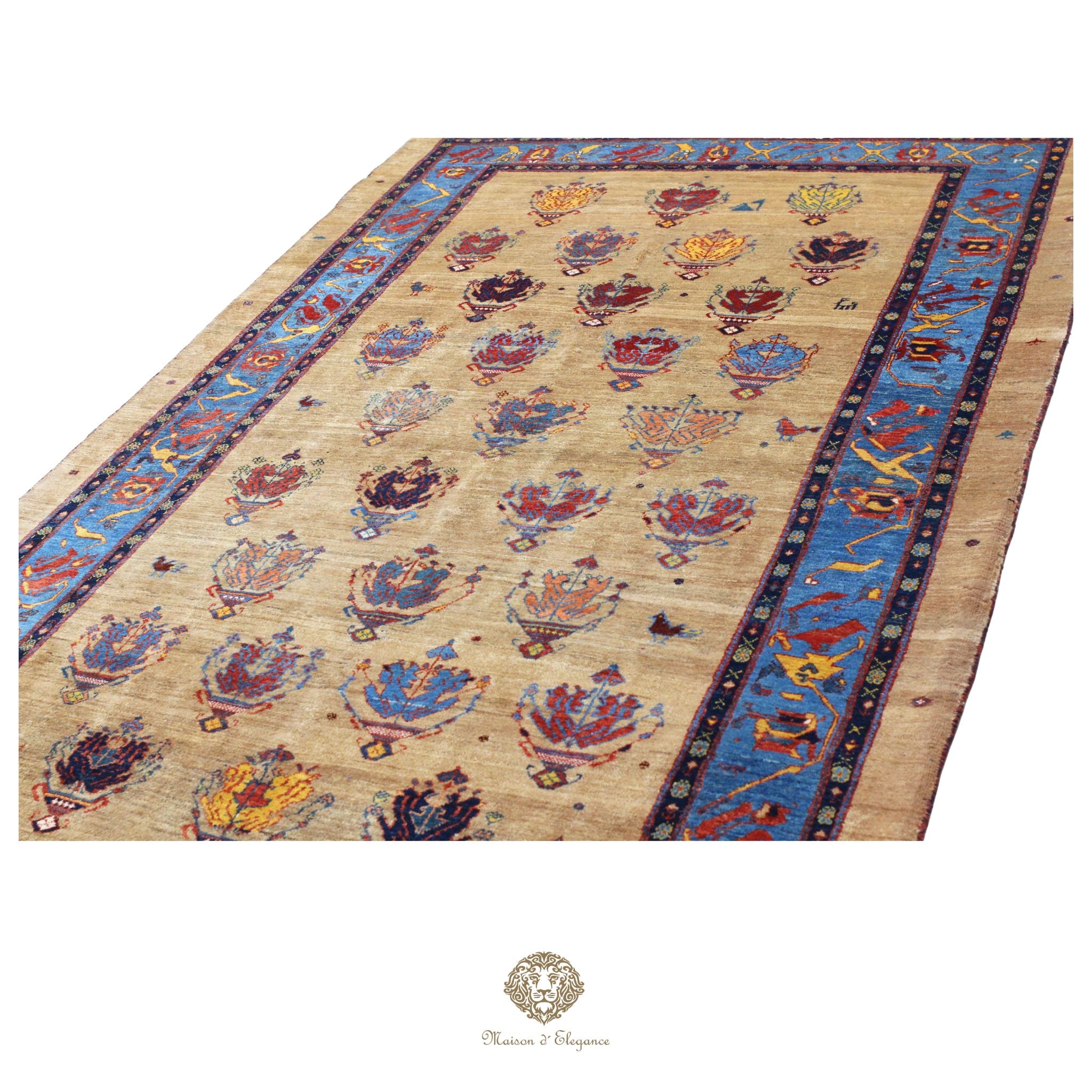 Alfombra persa Trible Fine Kashkuli con tintes naturales | Loribaft de lana hecha a mano 153 x 270 cm