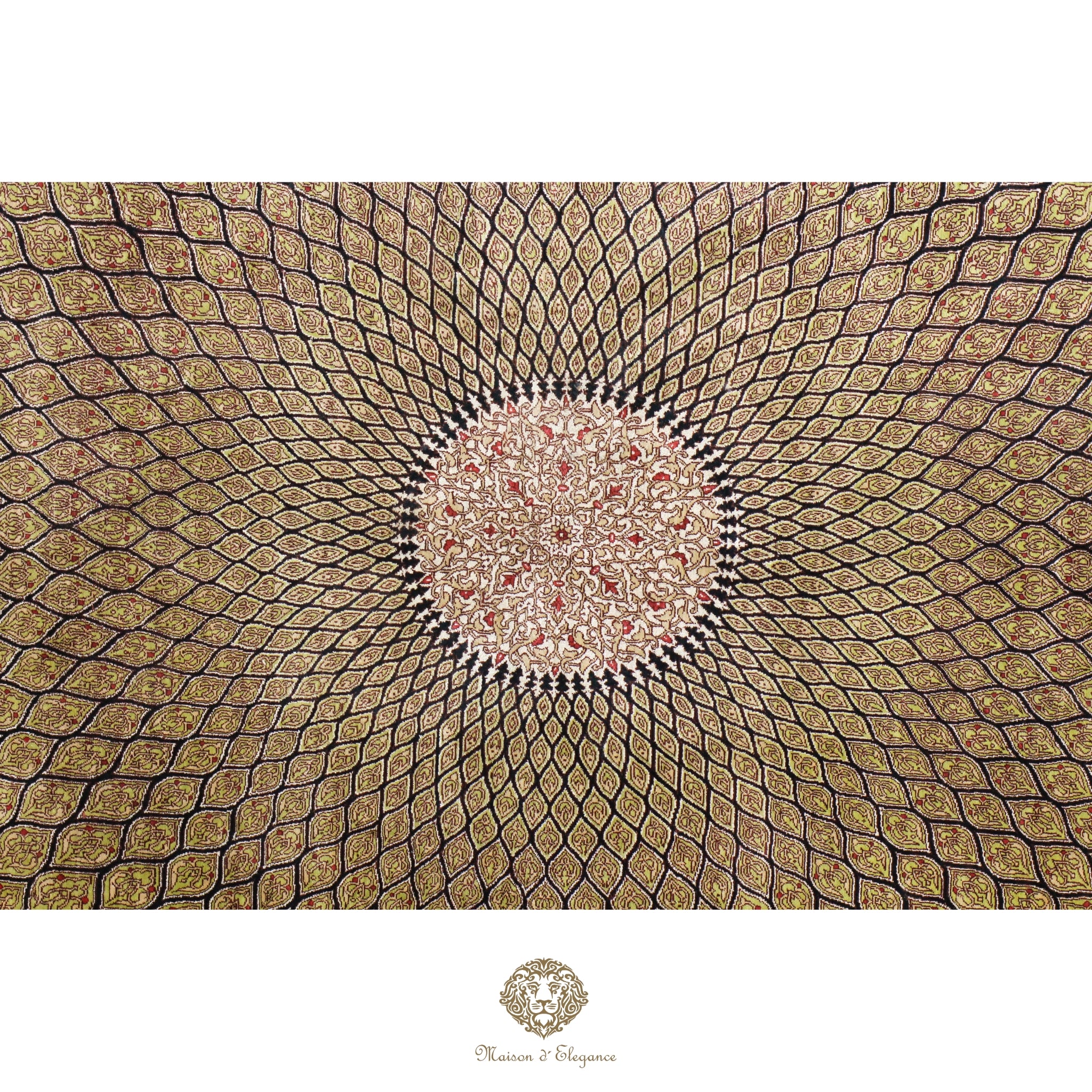 Alfombra persa exclusiva de seda pura, anudada a mano, teñida de forma natural, obra maestra de alta gama, firmada, 131x208 cm