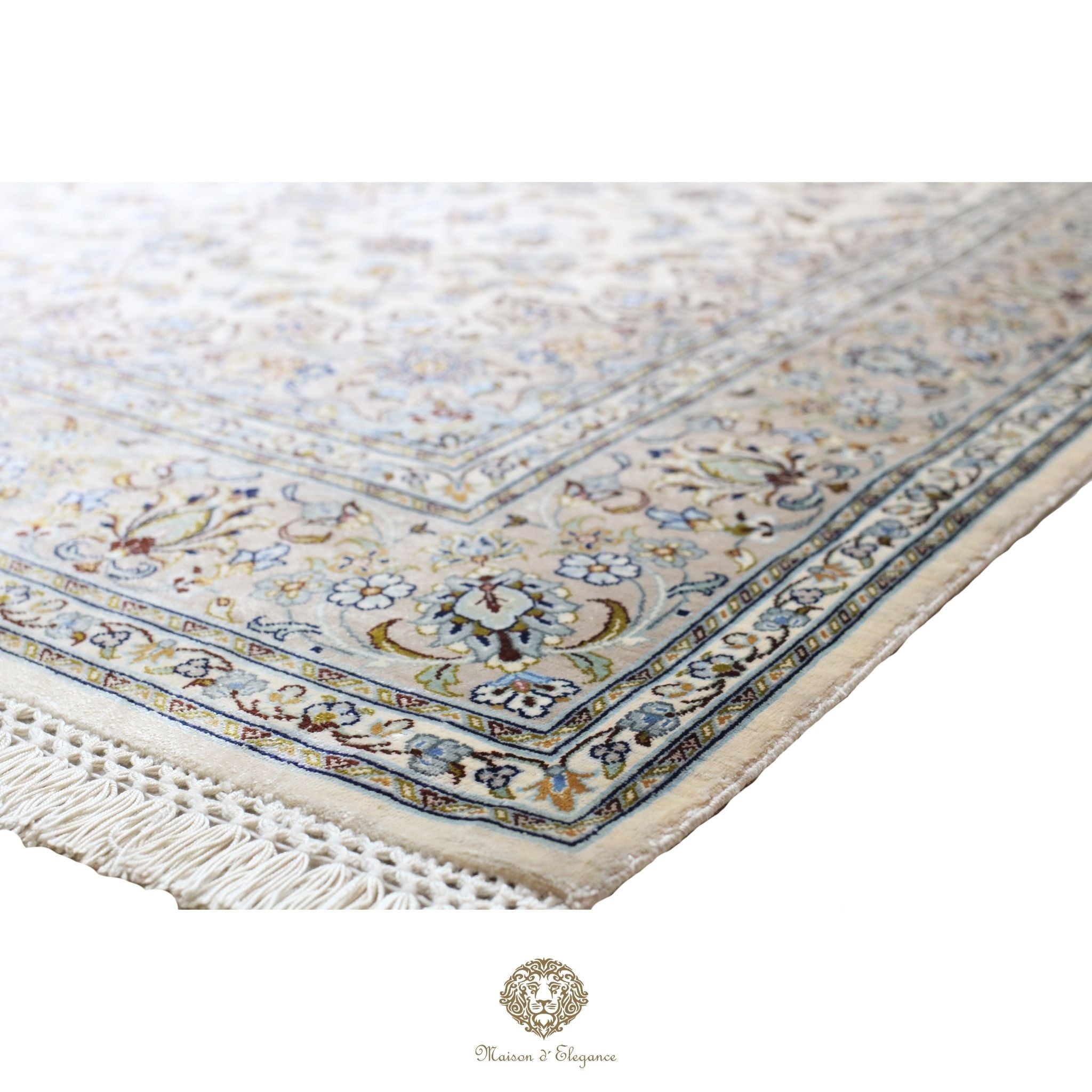 Alfombra persa exclusiva de seda pura, anudada a mano, teñida con tintes naturales, obra maestra de alta gama, firmada, 98 x 150 cm. Diseño Medallón.