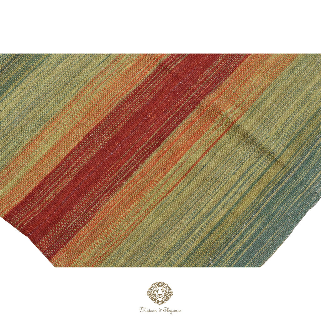 Alfombra Kelim Kia Sar Amarillo Verde Intenso Lana 186x240 cm