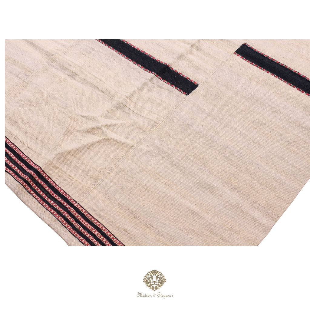 Alfombra persa Kia Sar Kilim hecha a mano de lana, colorida blanca | Kilim de diseño Maison moderne 202 x 309 cm