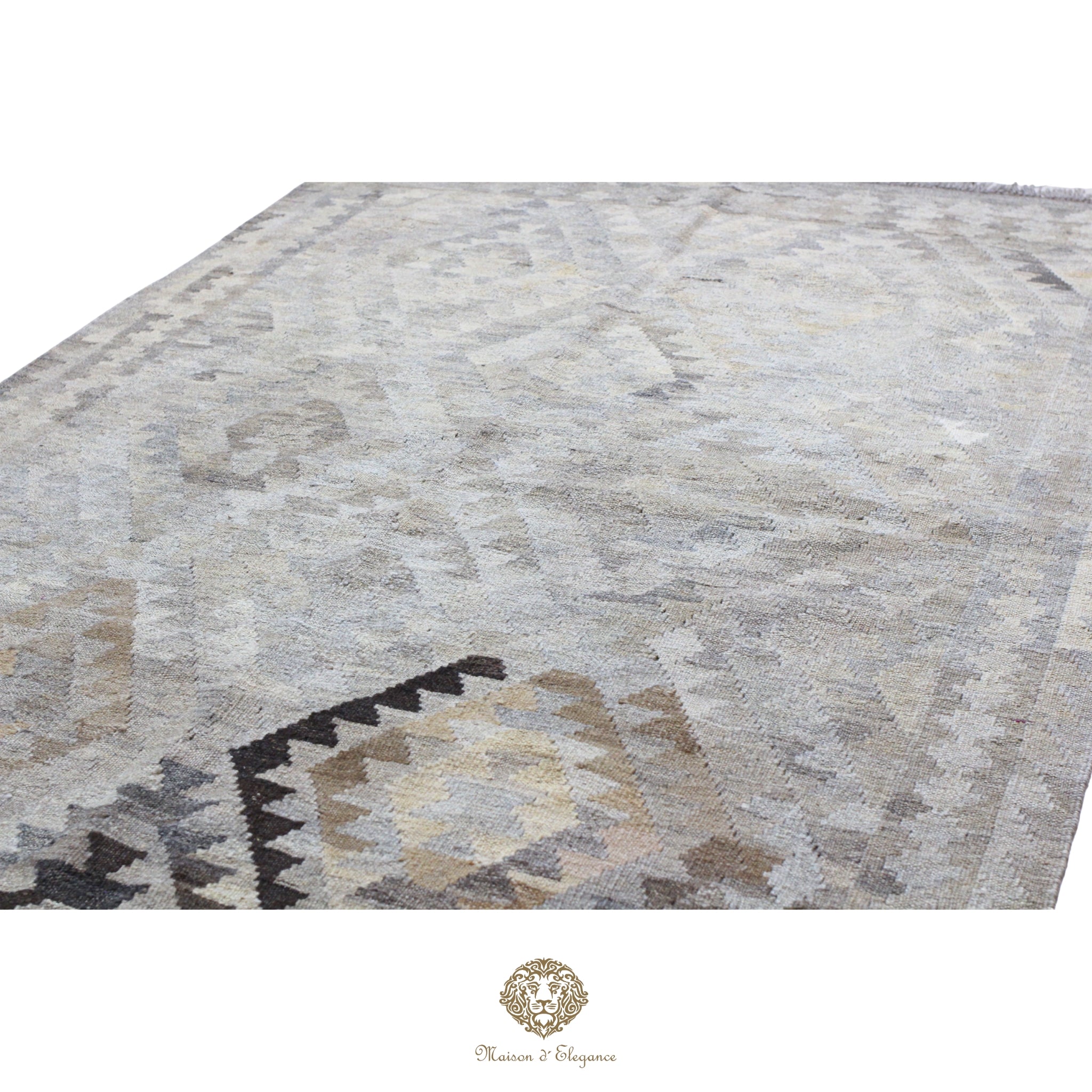 Alfombra Kilim Geométrico Transicional 135x194cm Lana Pura Teñido Natural - Artesanal
