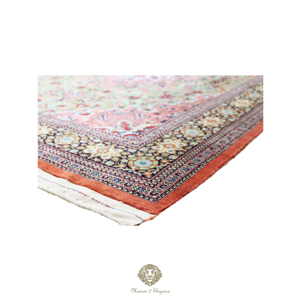 Alfombra persa exclusiva de seda pura, anudada a mano, teñida de forma natural, obra maestra de alta gama, firmada, 101 x 155 cm