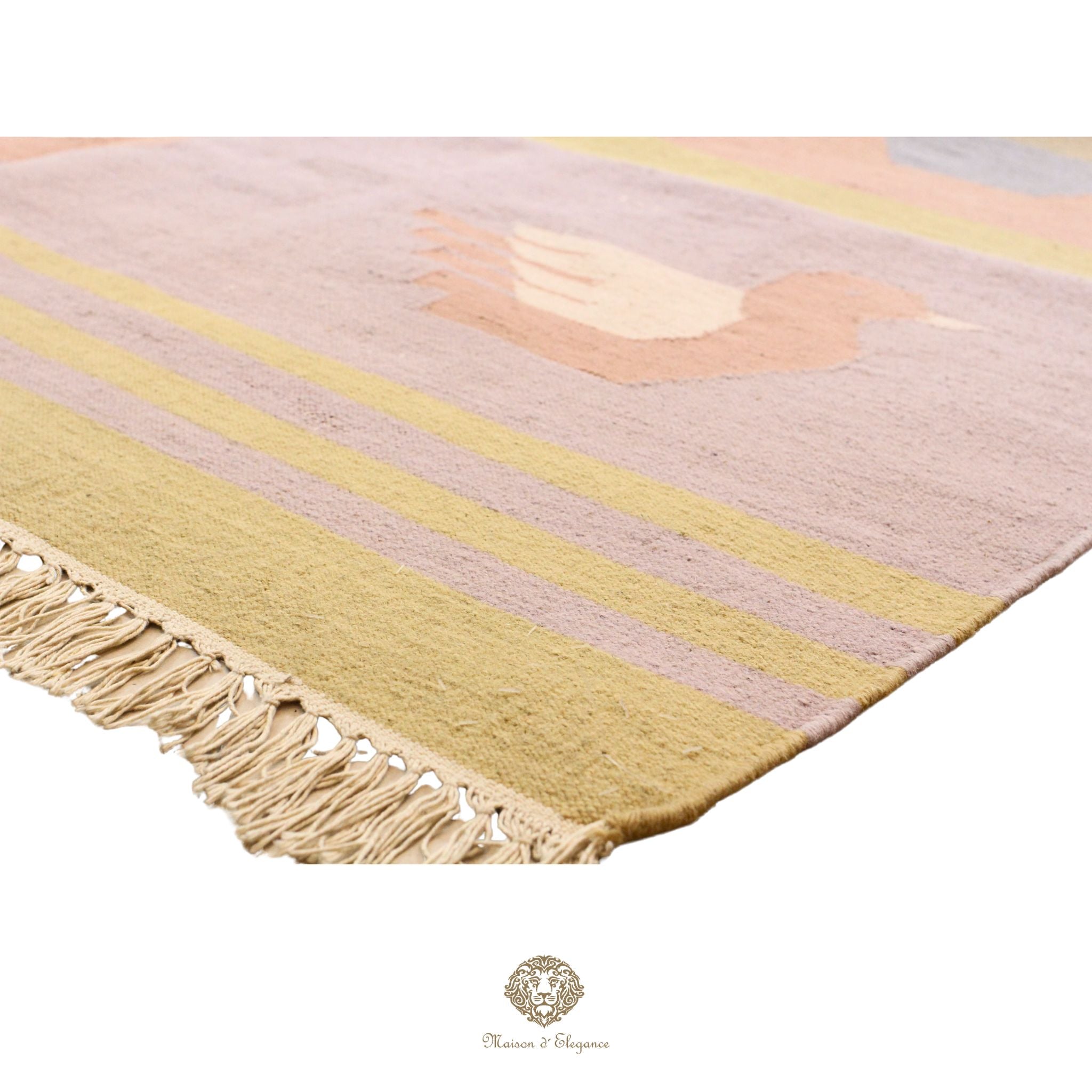 Alfombra Kilim Tejido Plano Lana Natural | Diseño Floral 273x380 cm