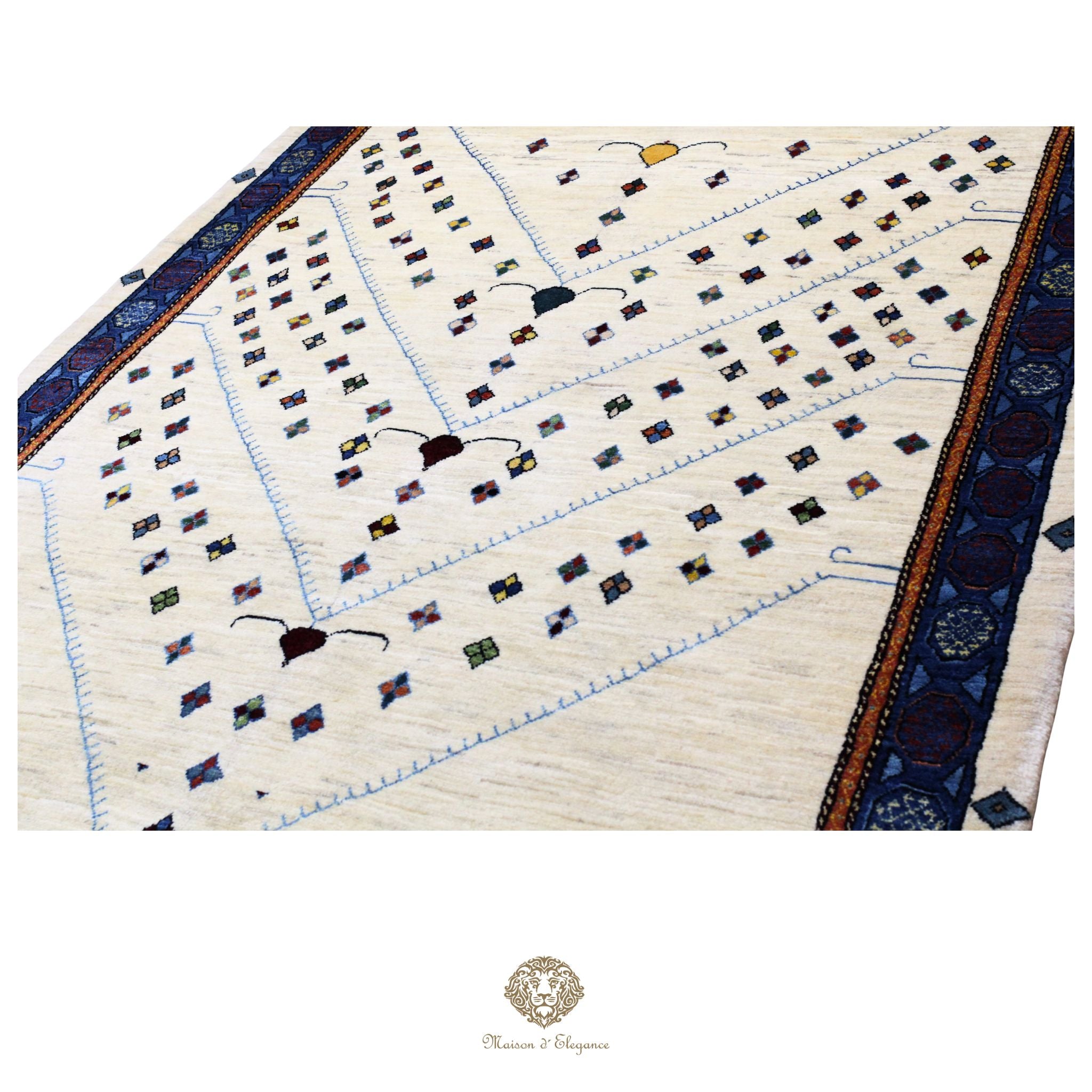 Alfombra persa Trible Fine Kashkuli con tintes naturales | Loribaft de lana hecha a mano 158 x 220 cm