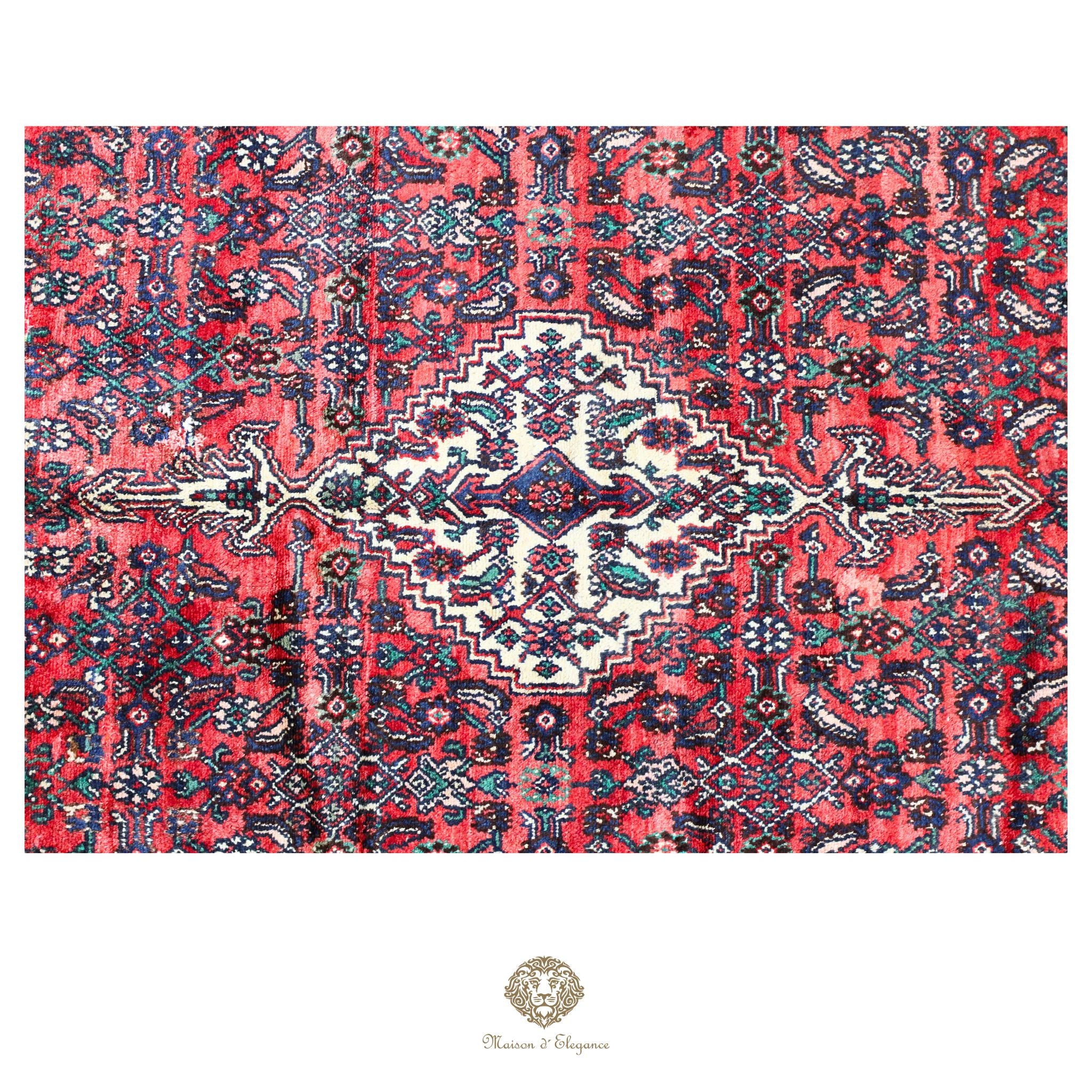 Alfombra Hamedan Lana Centro Geométrico Persa Tradicional | diseño de medallón hecho a mano 322 x 395 cm