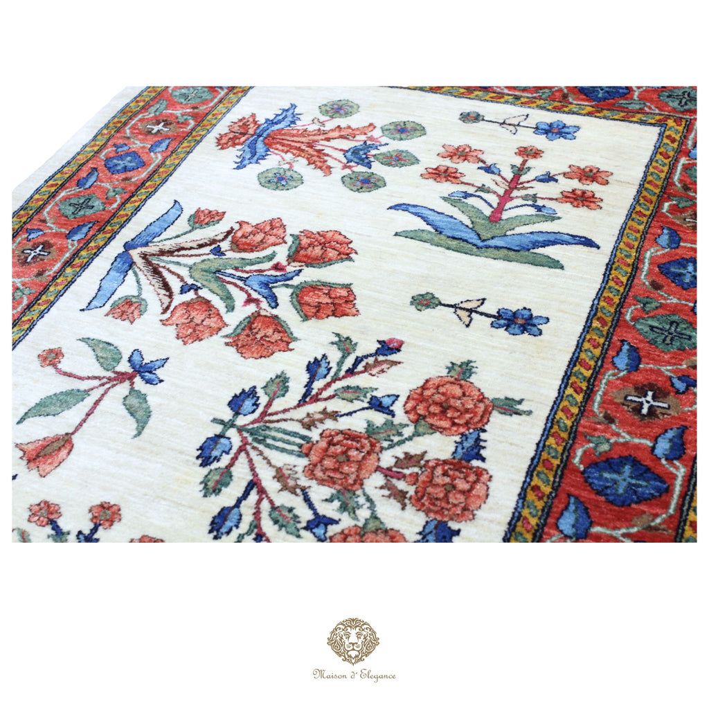 Alfombra persa Trible Fine Kashkuli con tintes naturales | Gabbeh de lana hecha a mano 98 x 126 cm