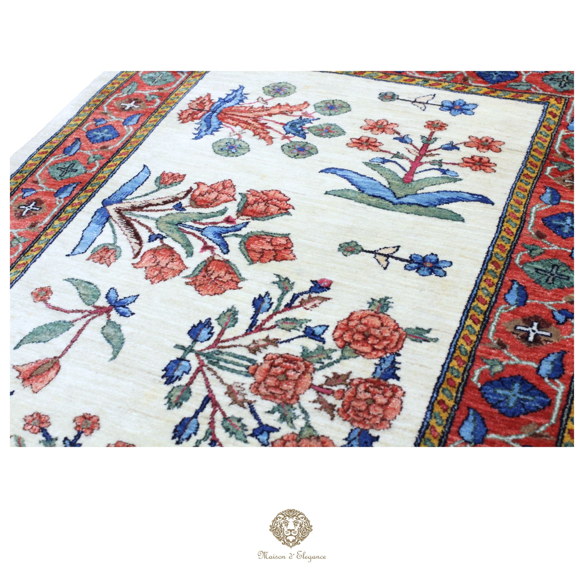 Alfombra persa Trible Fine Kashkuli con tintes naturales | Gabbeh de lana hecha a mano 98 x 126 cm