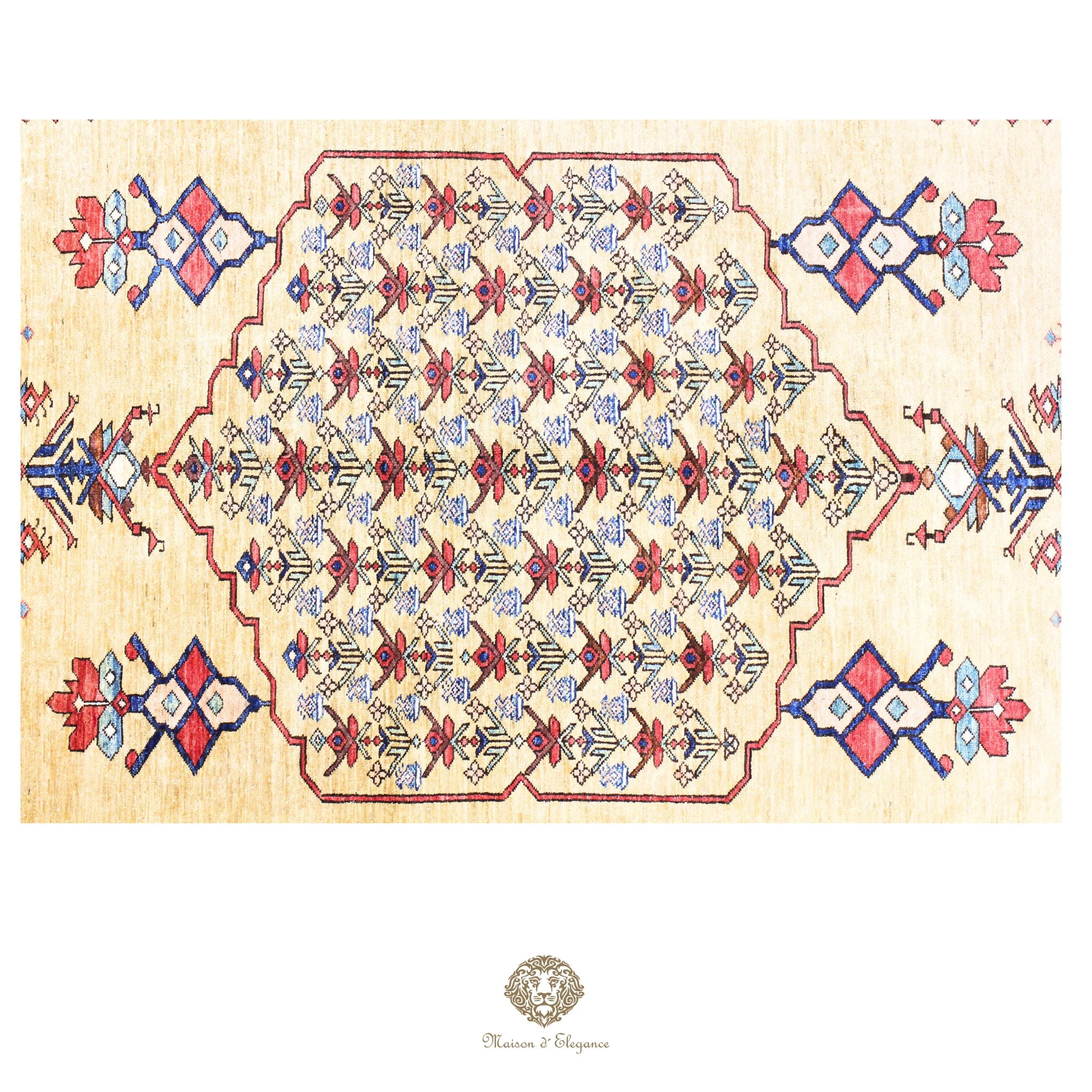 Lujosa alfombra persa de lana Kerman hecha a mano con diseño de medallón floral verde.