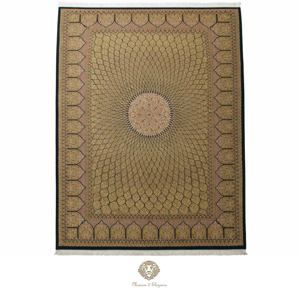 Decorative rug with geometric pattern on a white background