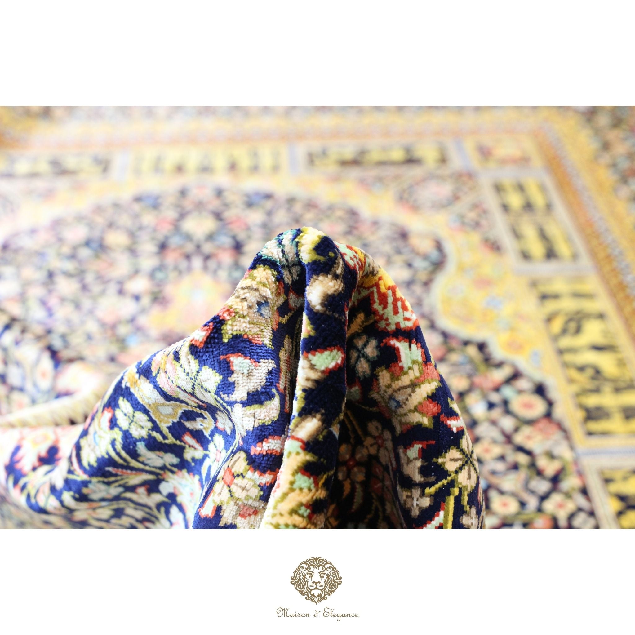 Colorful patterned fabric on a textured surface