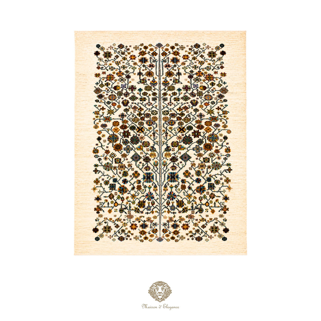 Decorative wall art with a floral tree design on a beige background