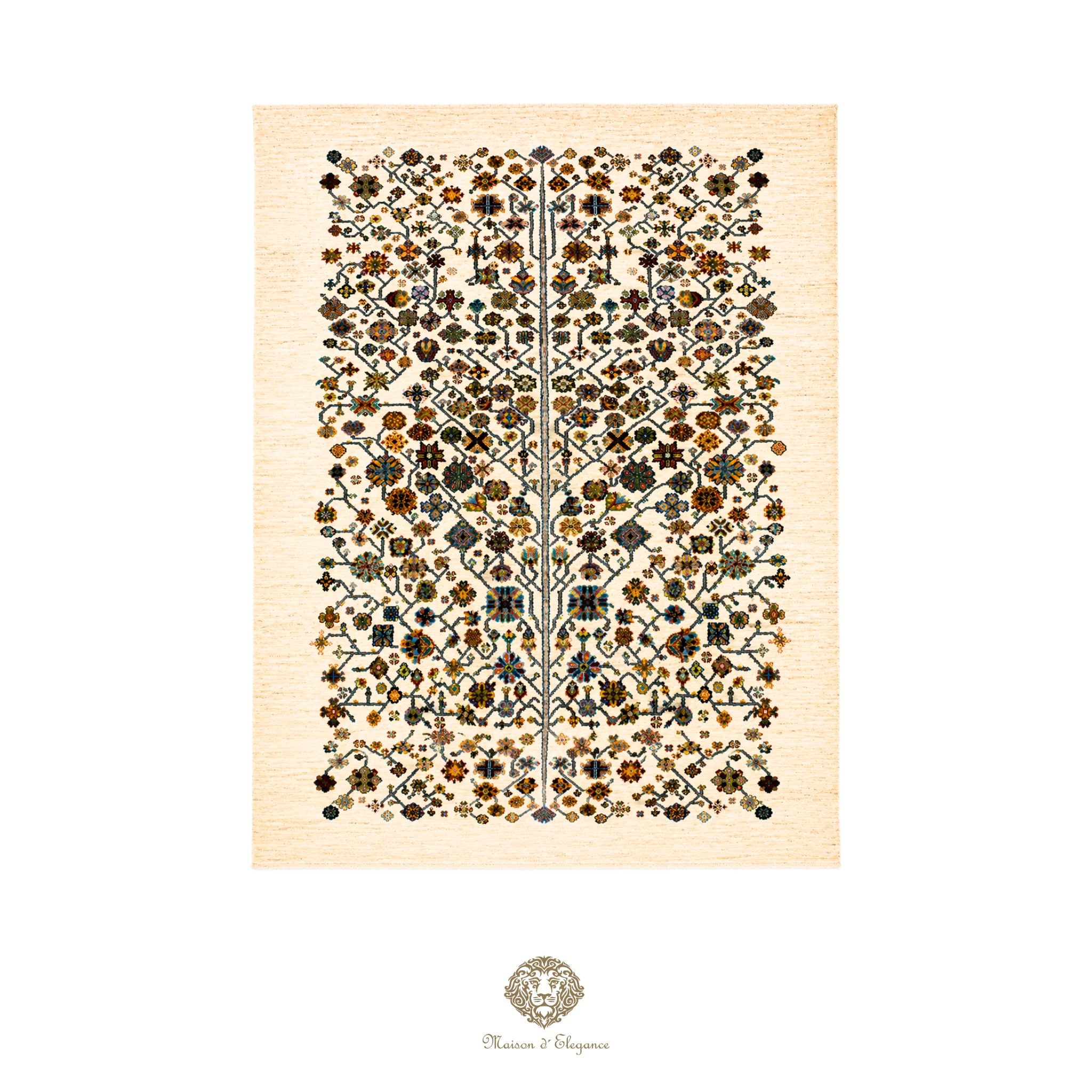 Decorative wall art with a floral tree design on a beige background