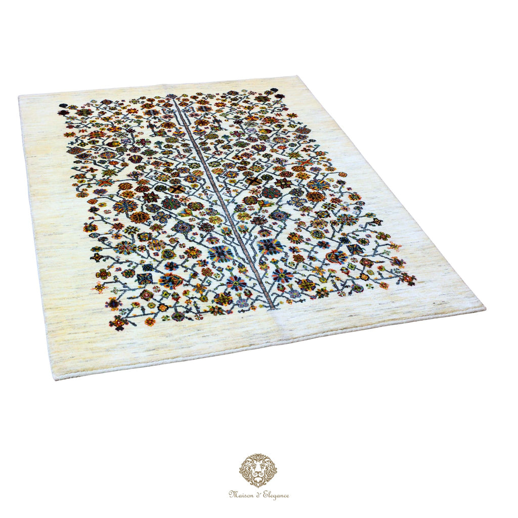 Decorative rug with floral pattern on a white background