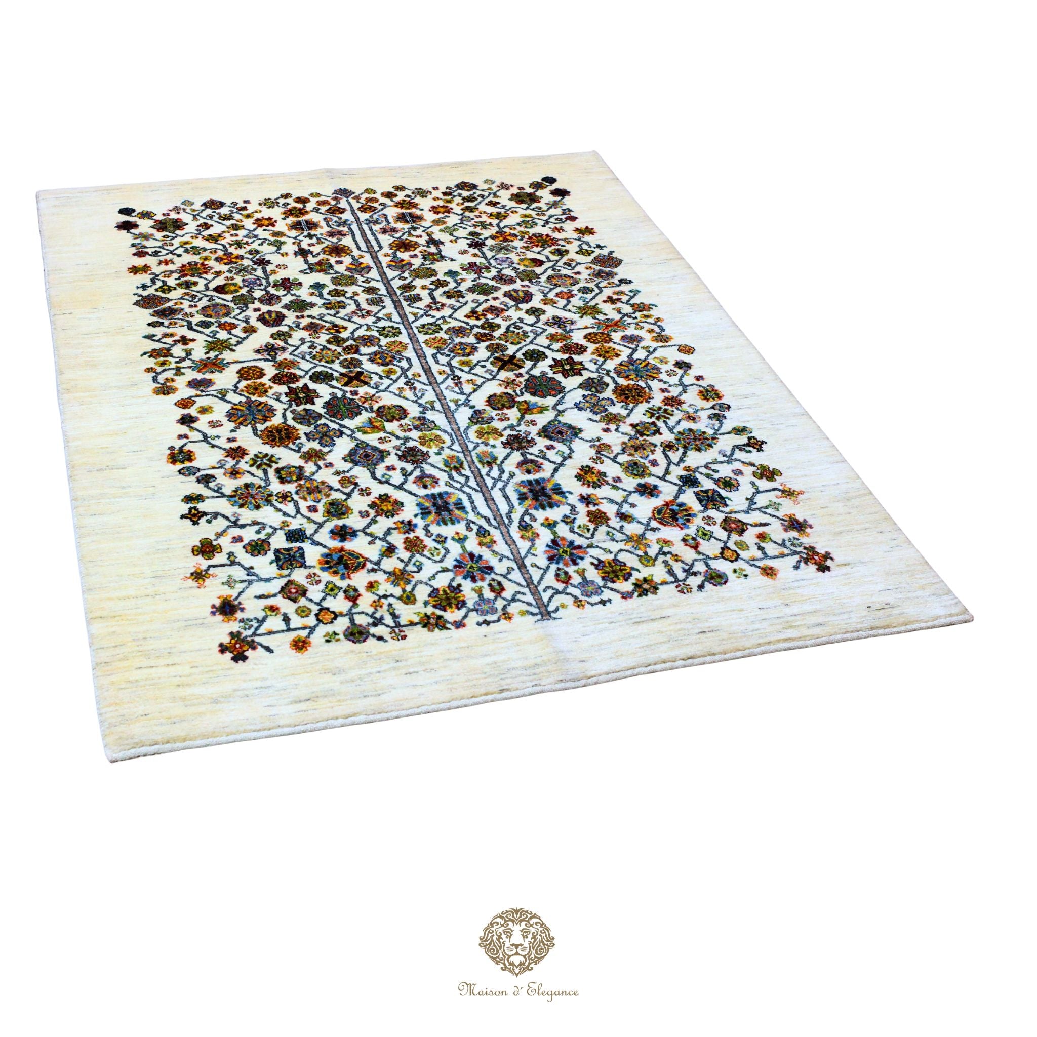 Decorative rug with floral pattern on a white background