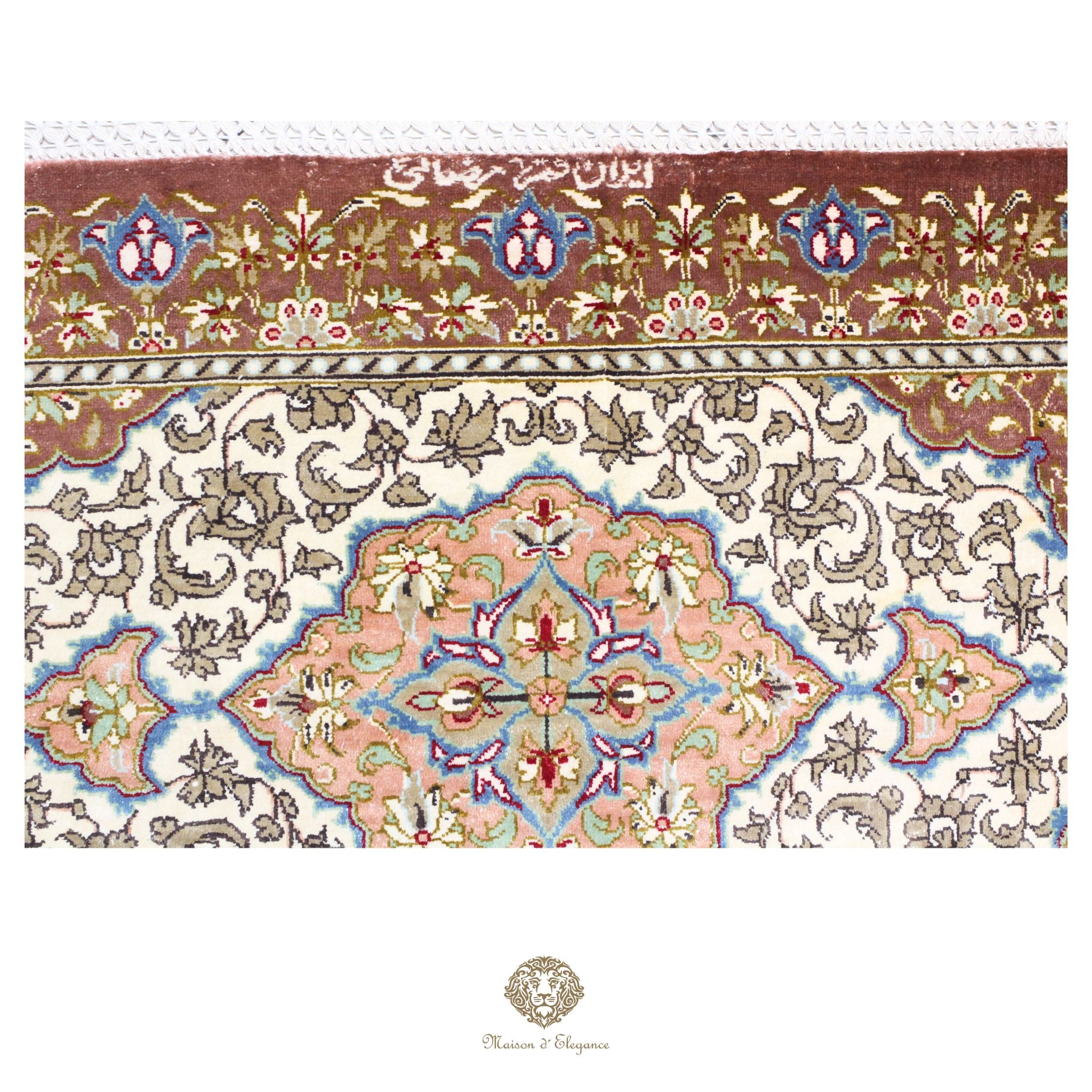 Alfombra persa de seda pura de alta gama - Anudada a mano y teñida con tintes naturales | Obra maestra con firma 99x161 cm