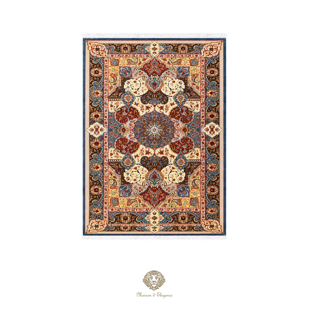 Alfombra persa Qom exclusiva de seda pura | Obra maestra anudada a mano con tintes naturales, firmada, 100 x 161 cm