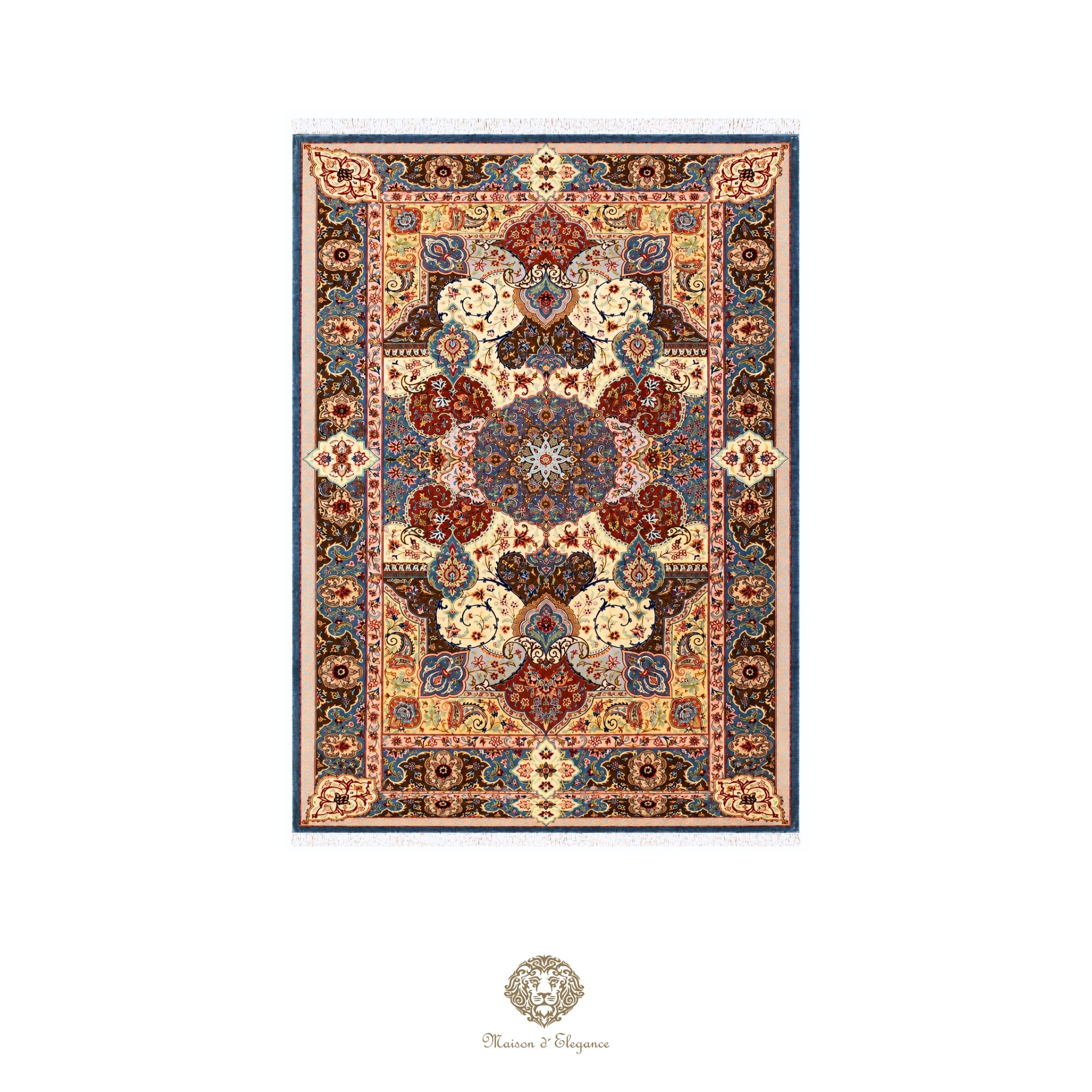 Alfombra persa Qom exclusiva de seda pura | Obra maestra anudada a mano con tintes naturales, firmada, 100 x 161 cm