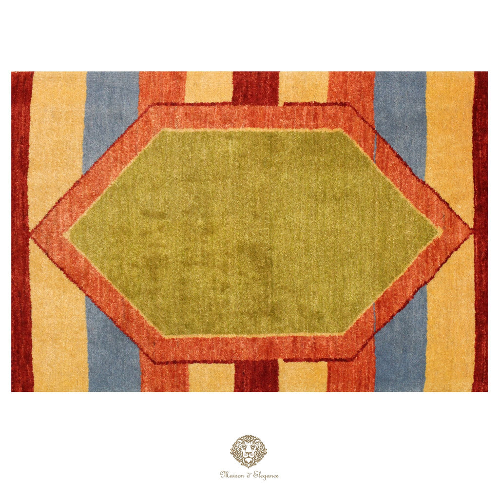 Alfombra persa Kashkuli Loribaft teñida con tintes naturales | Gabbeh de lana hecha a mano 55 x 140 cm