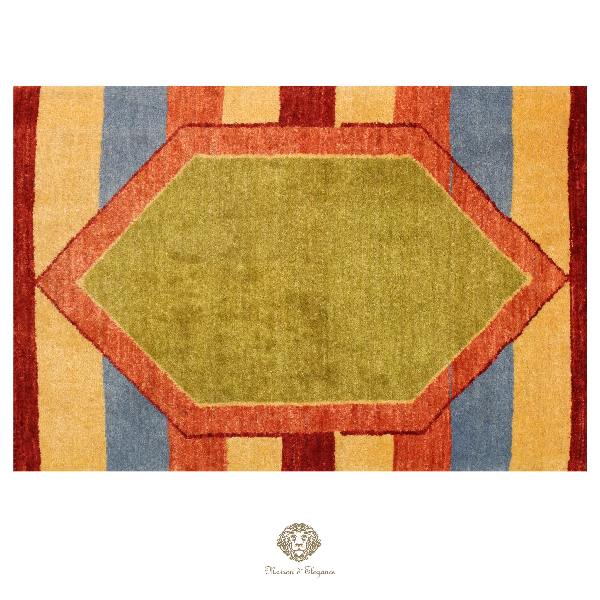 Alfombra persa Kashkuli Loribaft teñida con tintes naturales | Gabbeh de lana hecha a mano 55 x 140 cm