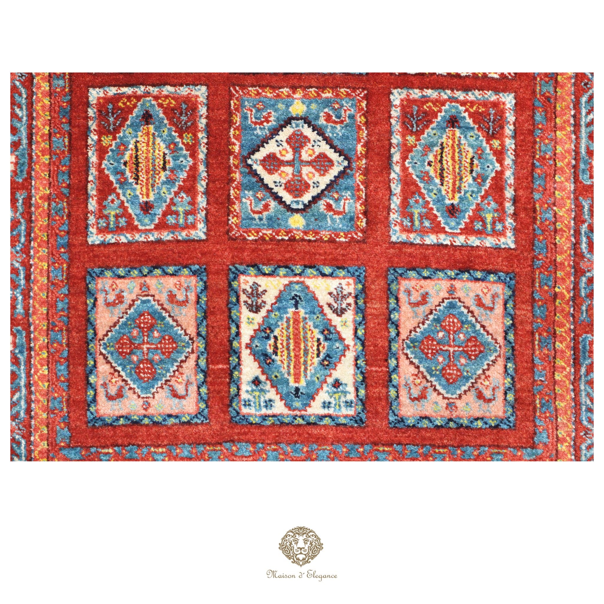 Alfombra persa Trible Fine Kashkuli con tintes naturales | Loribaft de lana hecha a mano 84 x 127 cm