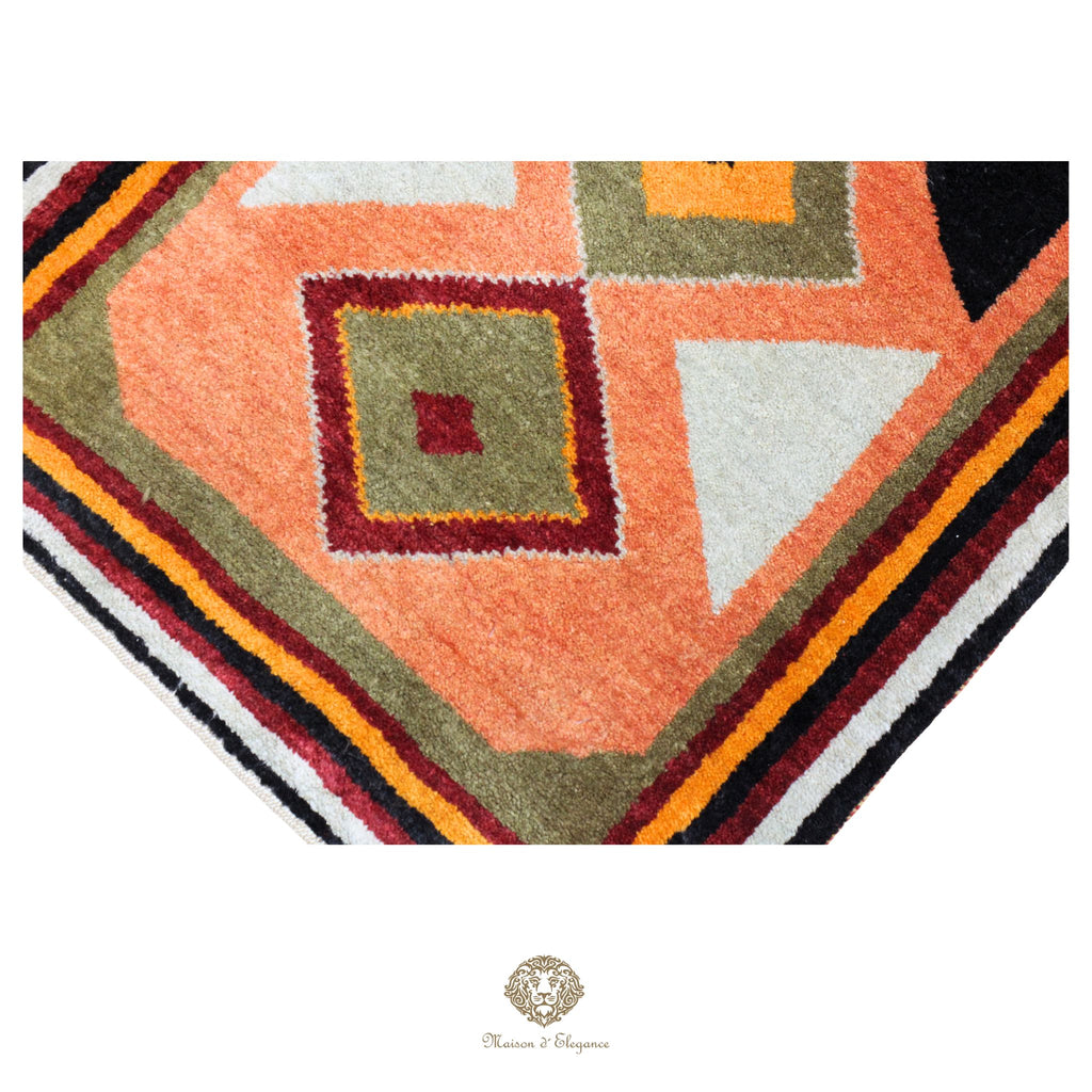 Alfombra persa Kashkuli Loribaft teñida con tintes naturales | Gabbeh de lana hecha a mano 51x137 cm