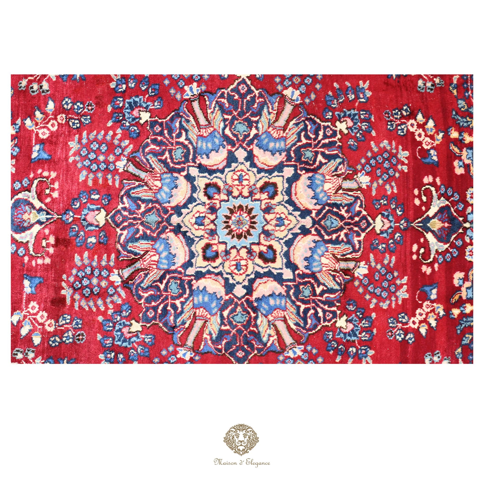 Alfombra Persa Mashhad Lana | Floral Medallón Design  Rojo 244 x 347 cm