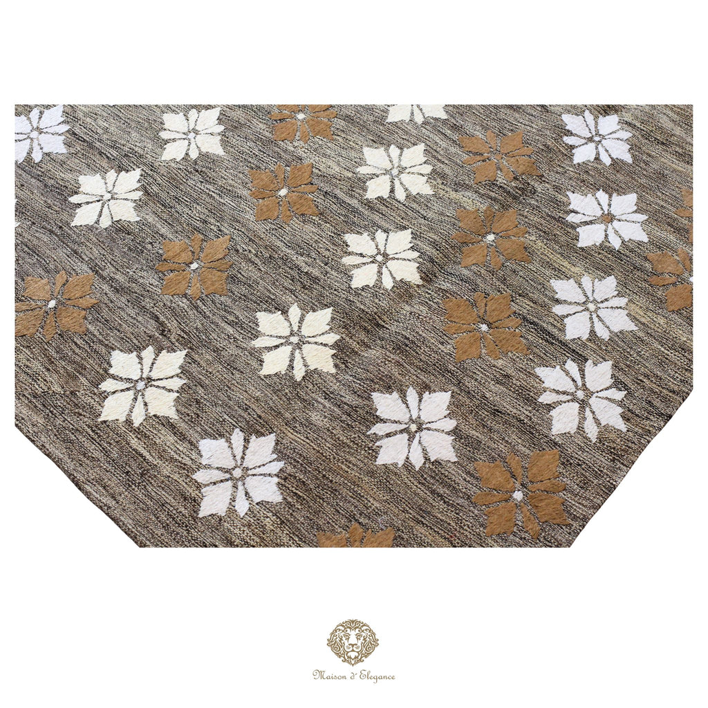 Kilim única moderna Tejido a Mano | Alfombra Plana de Lana y Seda con Tintes Naturales 272x344 cm