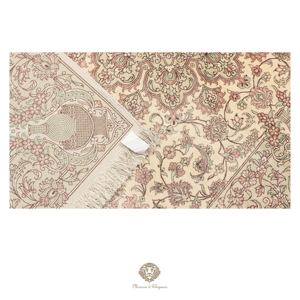 Alfombra persa exclusiva de seda pura, anudada a mano, teñida de forma natural, obra maestra de alta gama, firmada, 99 x 158 cm