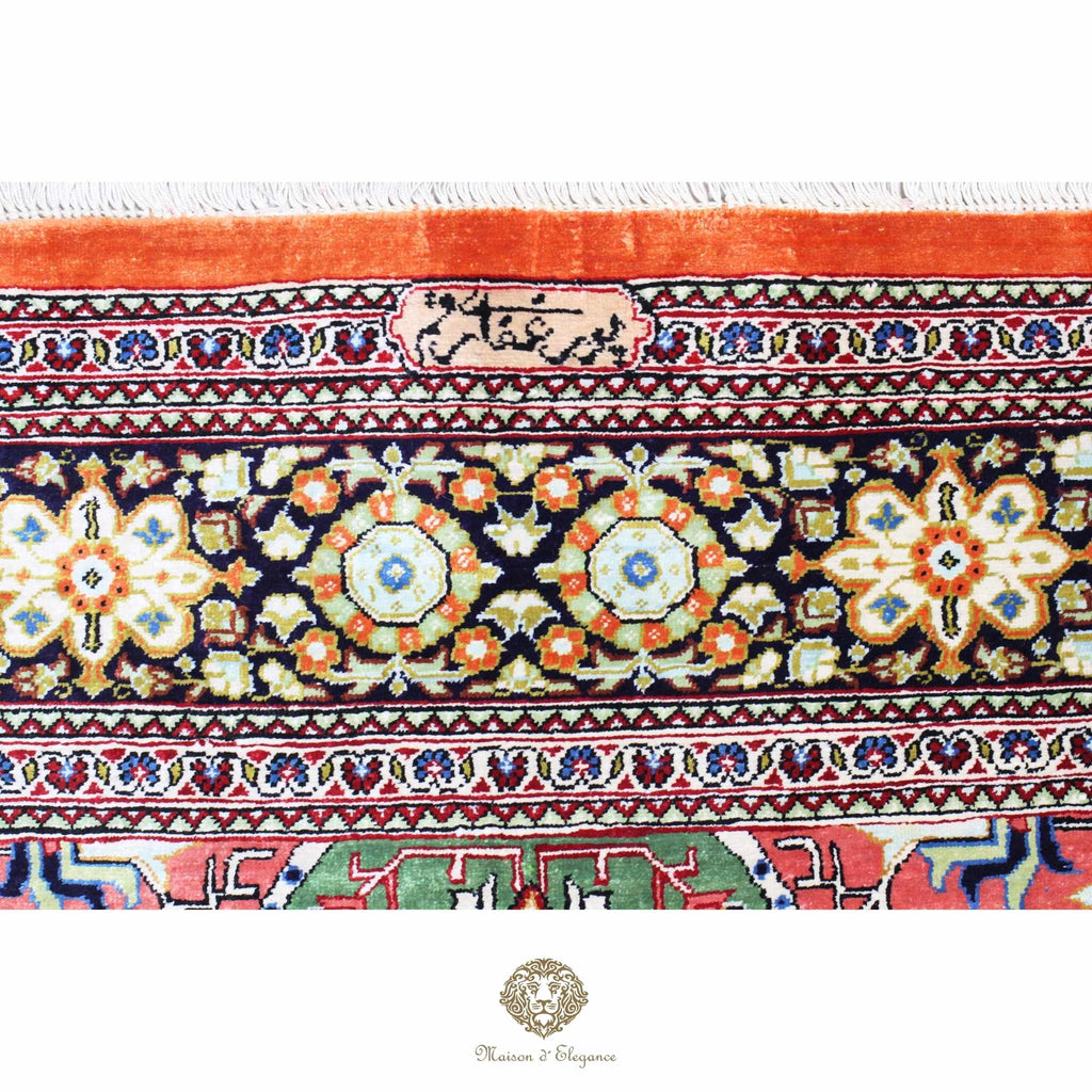 Alfombra persa exclusiva de seda pura, anudada a mano, teñida de forma natural, obra maestra de alta gama, firmada, 101 x 155 cm
