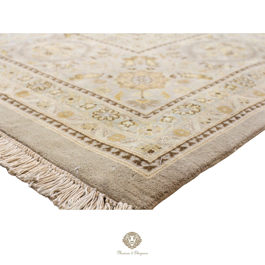 Alfombra de lana estilo Tabriz, color gris superfino con diseño floral de medallón | Elegancia 302x420 cm